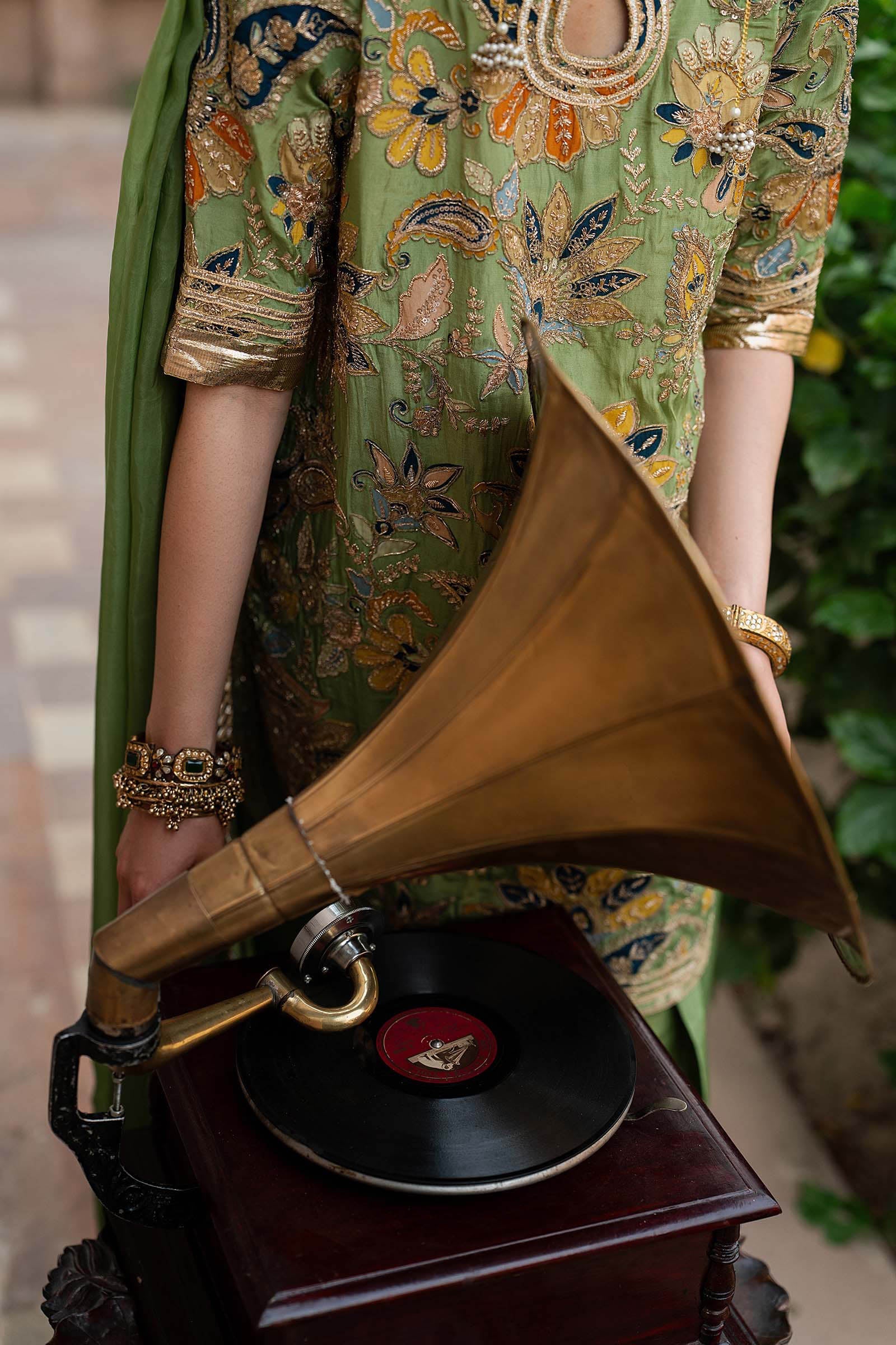 3 Piece Embroidered Raw Silk Suit - Image 6