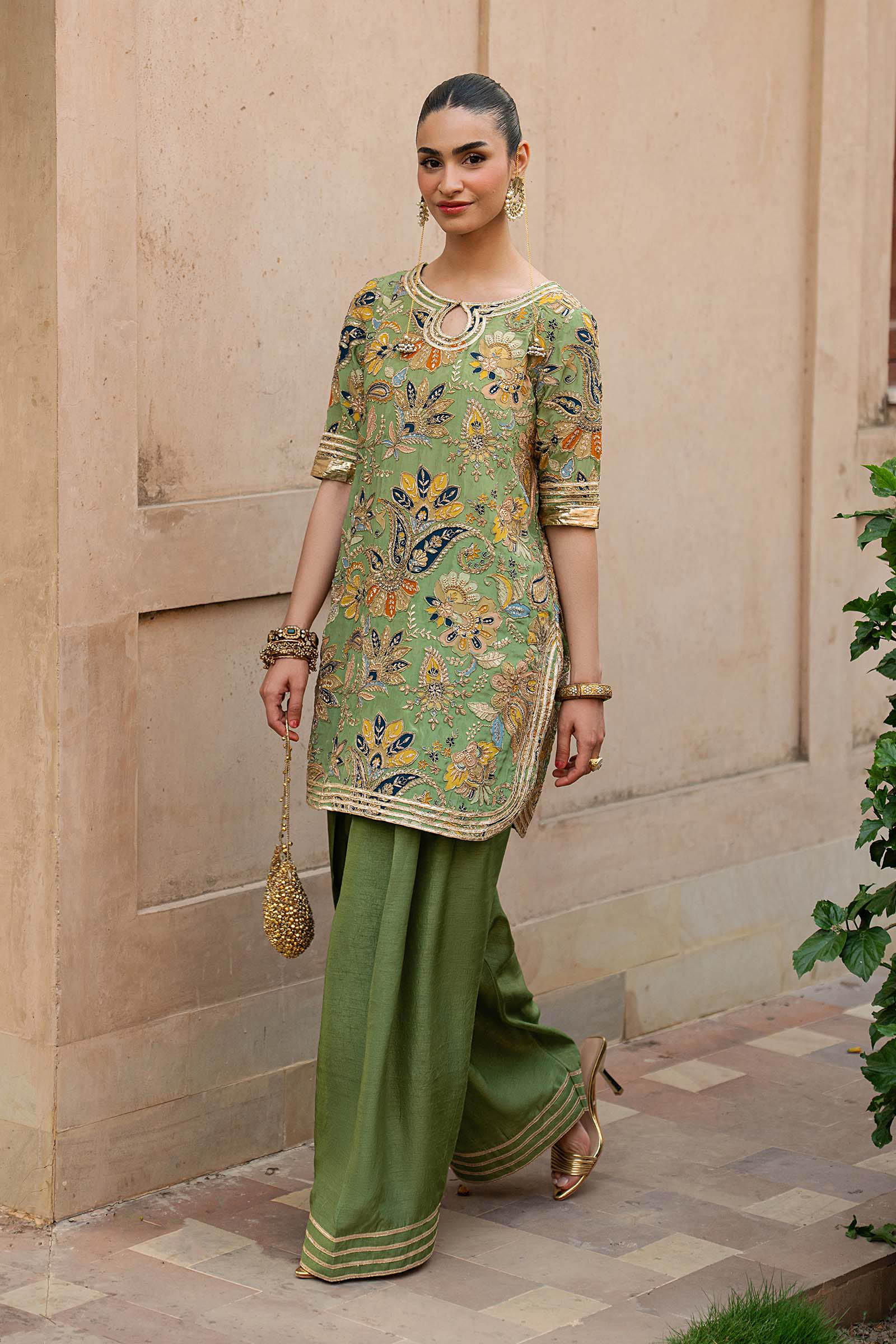 3 Piece Embroidered Raw Silk Suit - Image 7