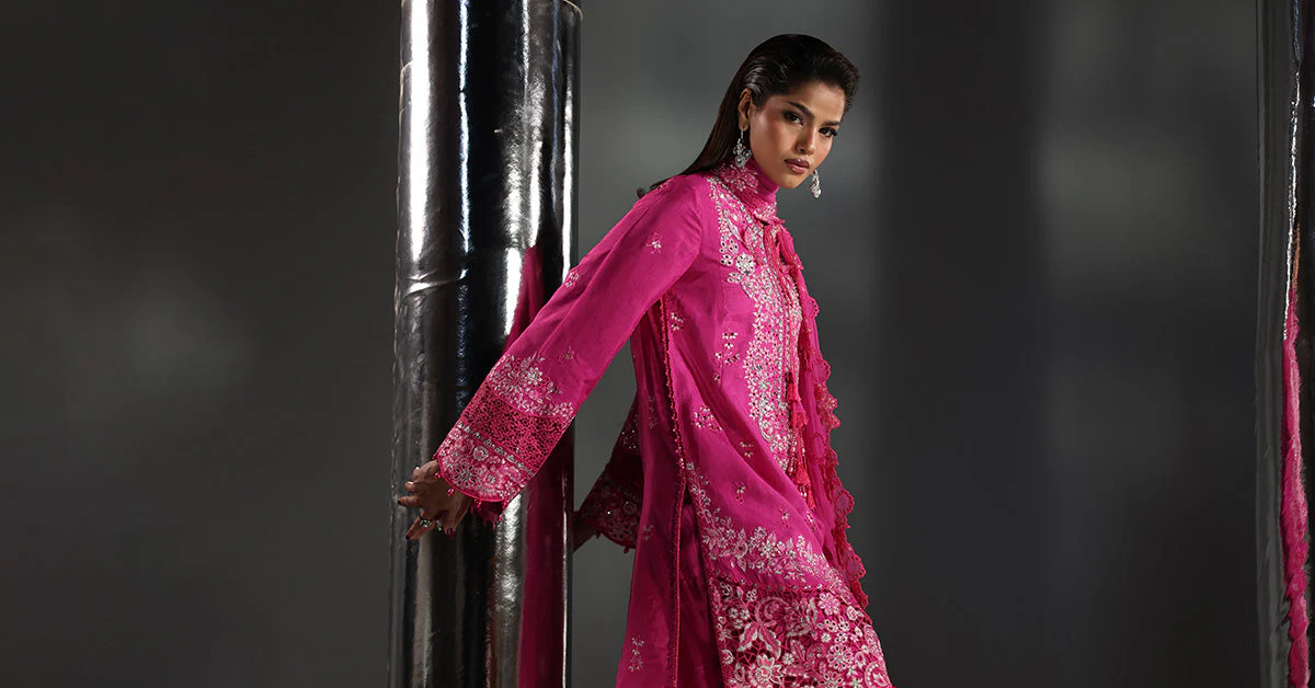 3 Piece Embroidered Raw Silk Suit - Image 6