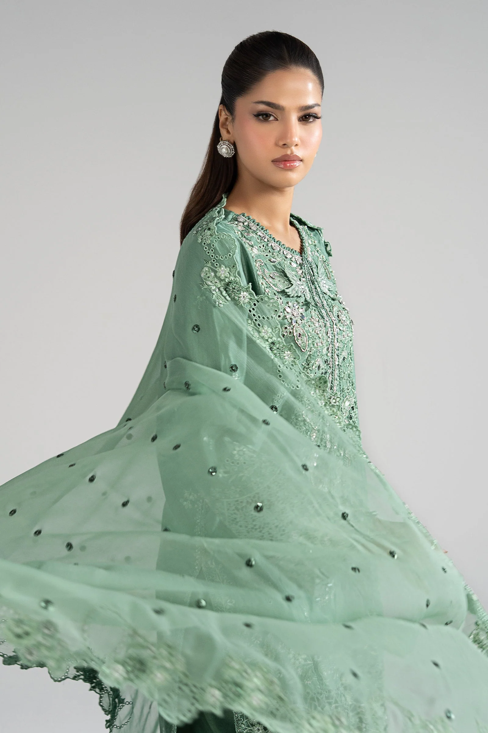 3 Piece Embroidered Raw Silk Suit - Image 3