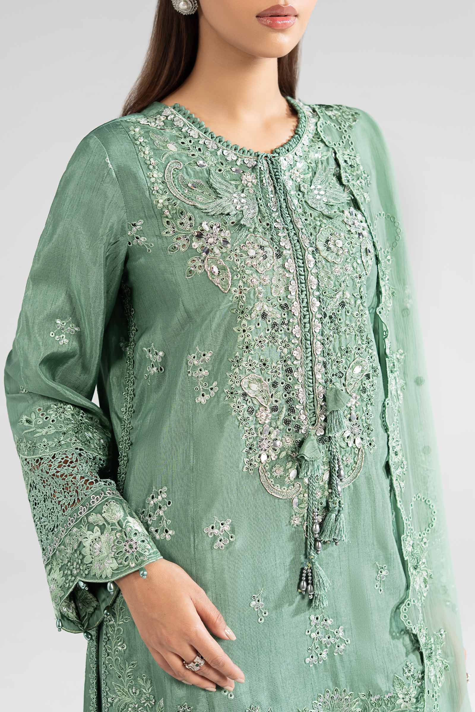 3 Piece Embroidered Raw Silk Suit - Image 5