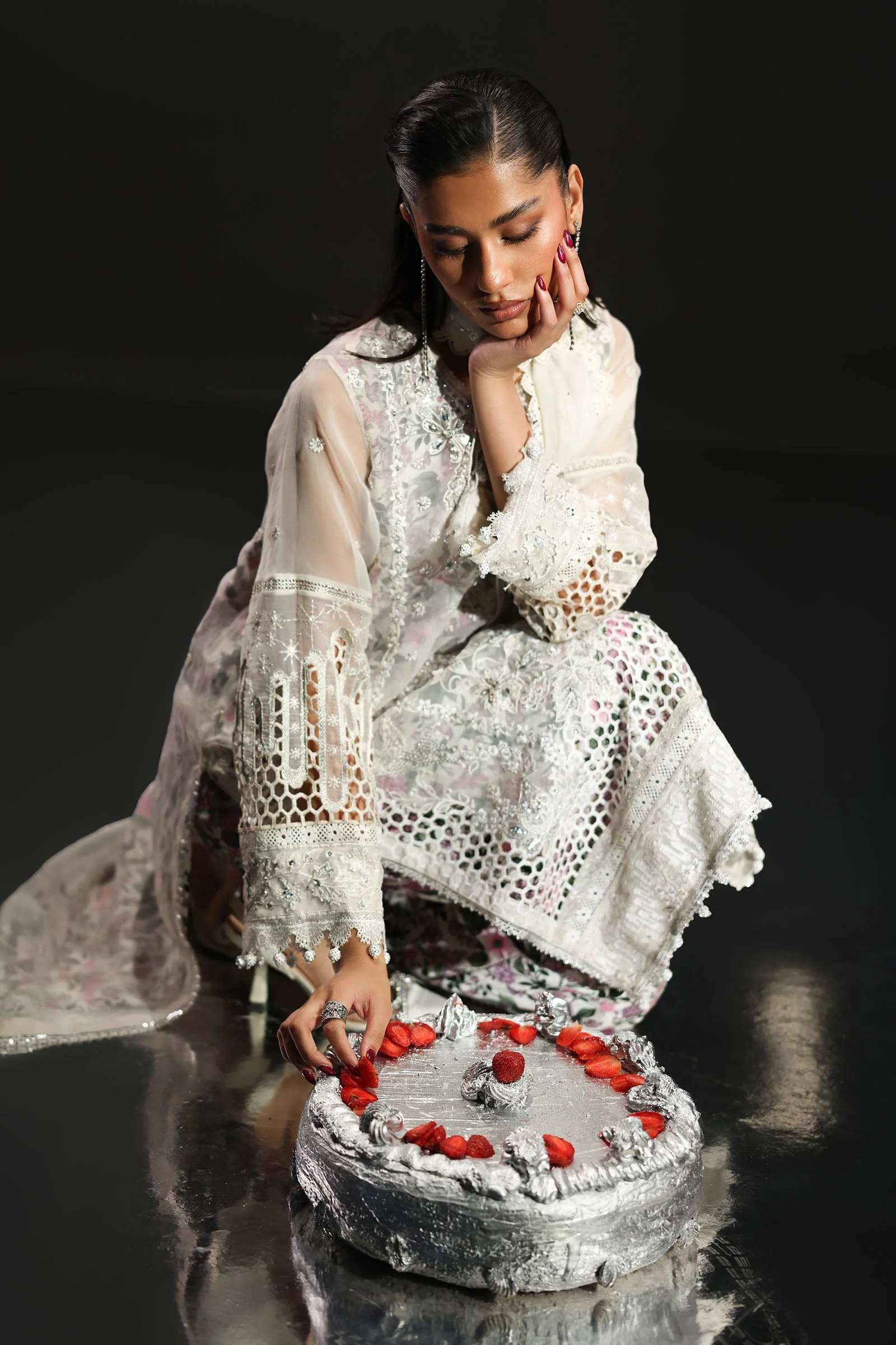 3 Piece Embroidered Organza Suit - Image 5