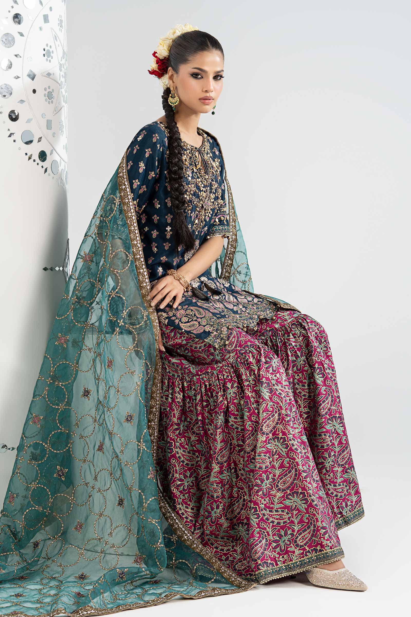 3 Piece Embroidered Raw Silk Suit - Image 3