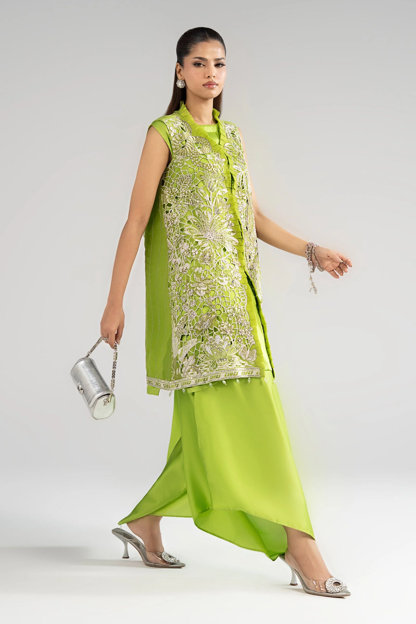 3 Piece Embroidered Organza Suit