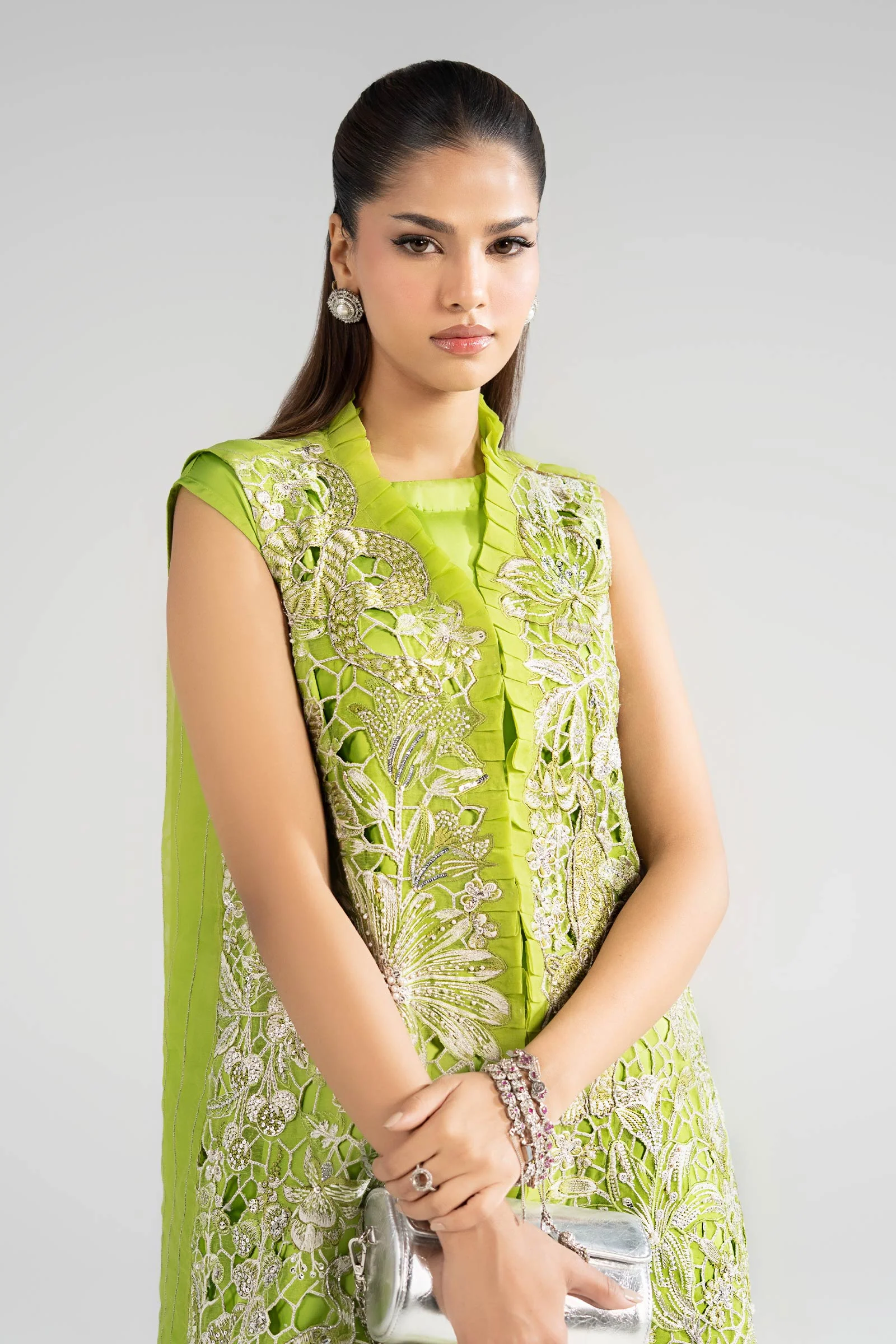 3 Piece Embroidered Organza Suit - Image 4
