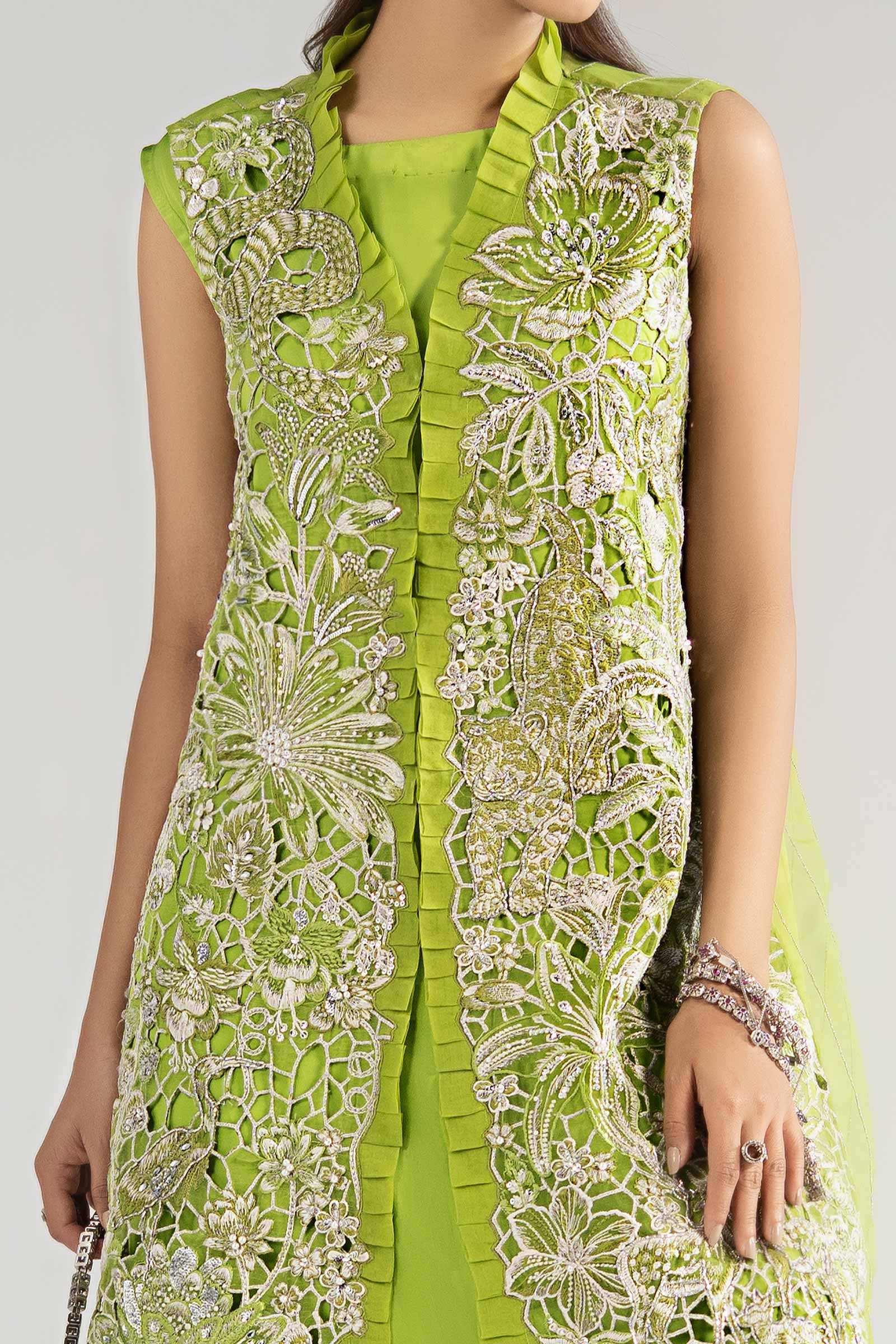 3 Piece Embroidered Organza Suit - Image 5