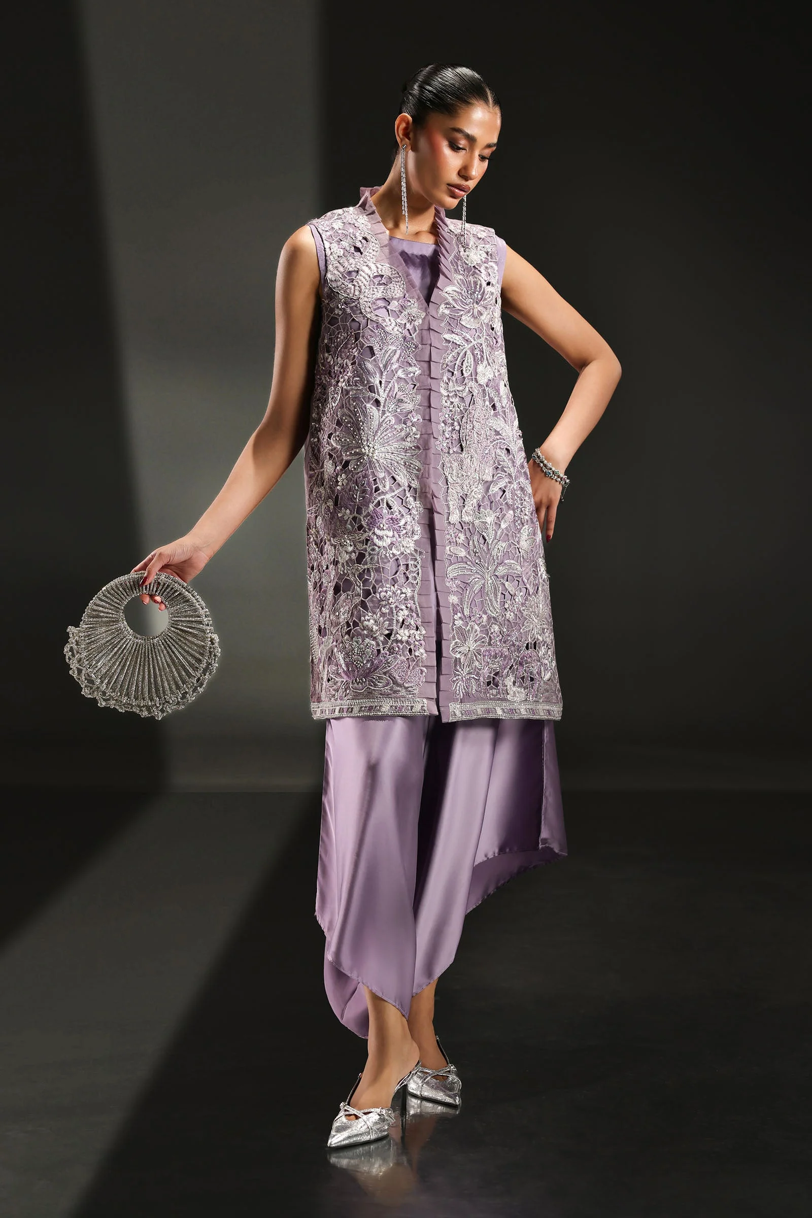 3 Piece Embroidered Organza Suit