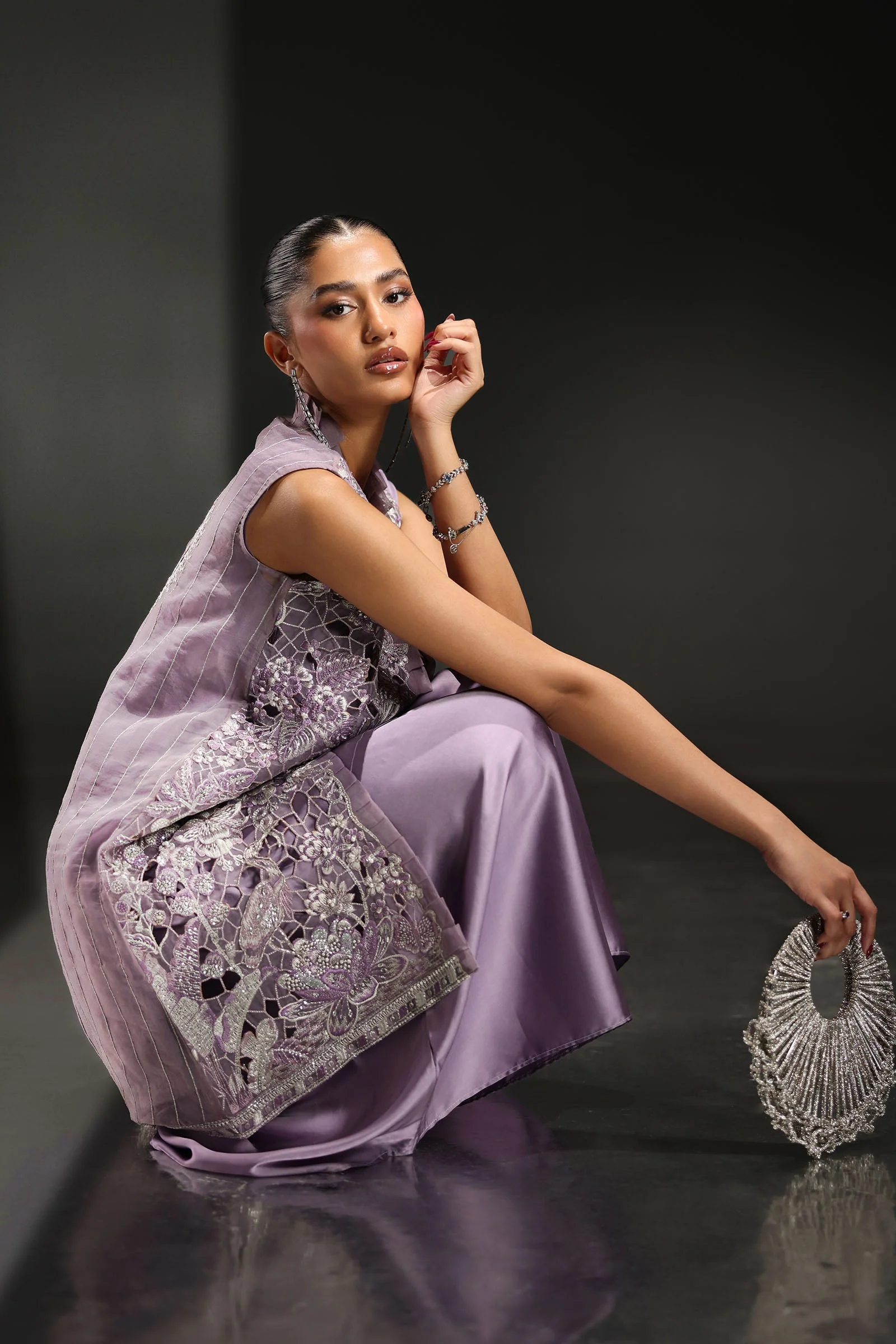 3 Piece Embroidered Organza Suit - Image 3