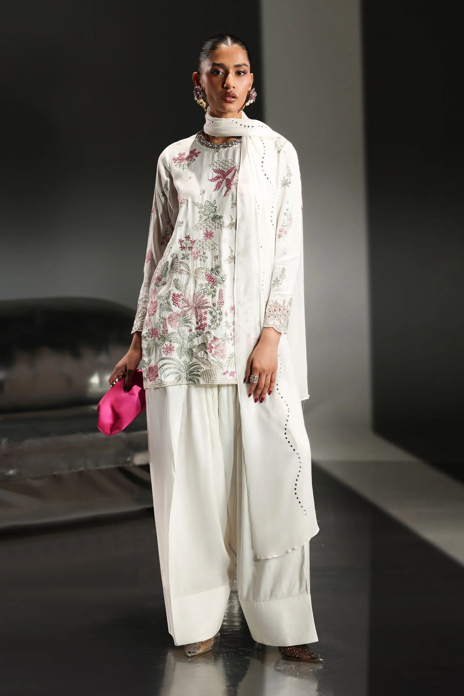 3 Piece Embroidered Raw Silk Suit - Image 5