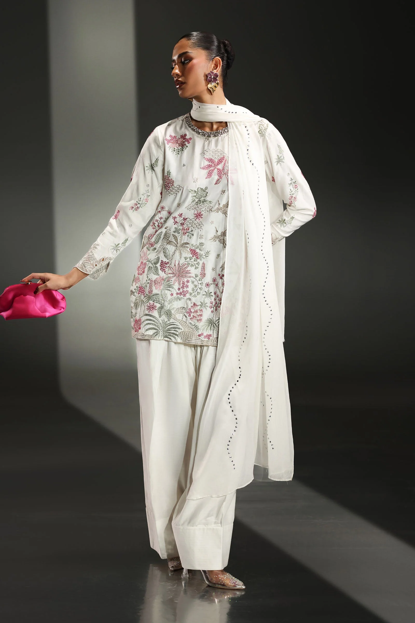 3 Piece Embroidered Raw Silk Suit - Image 6