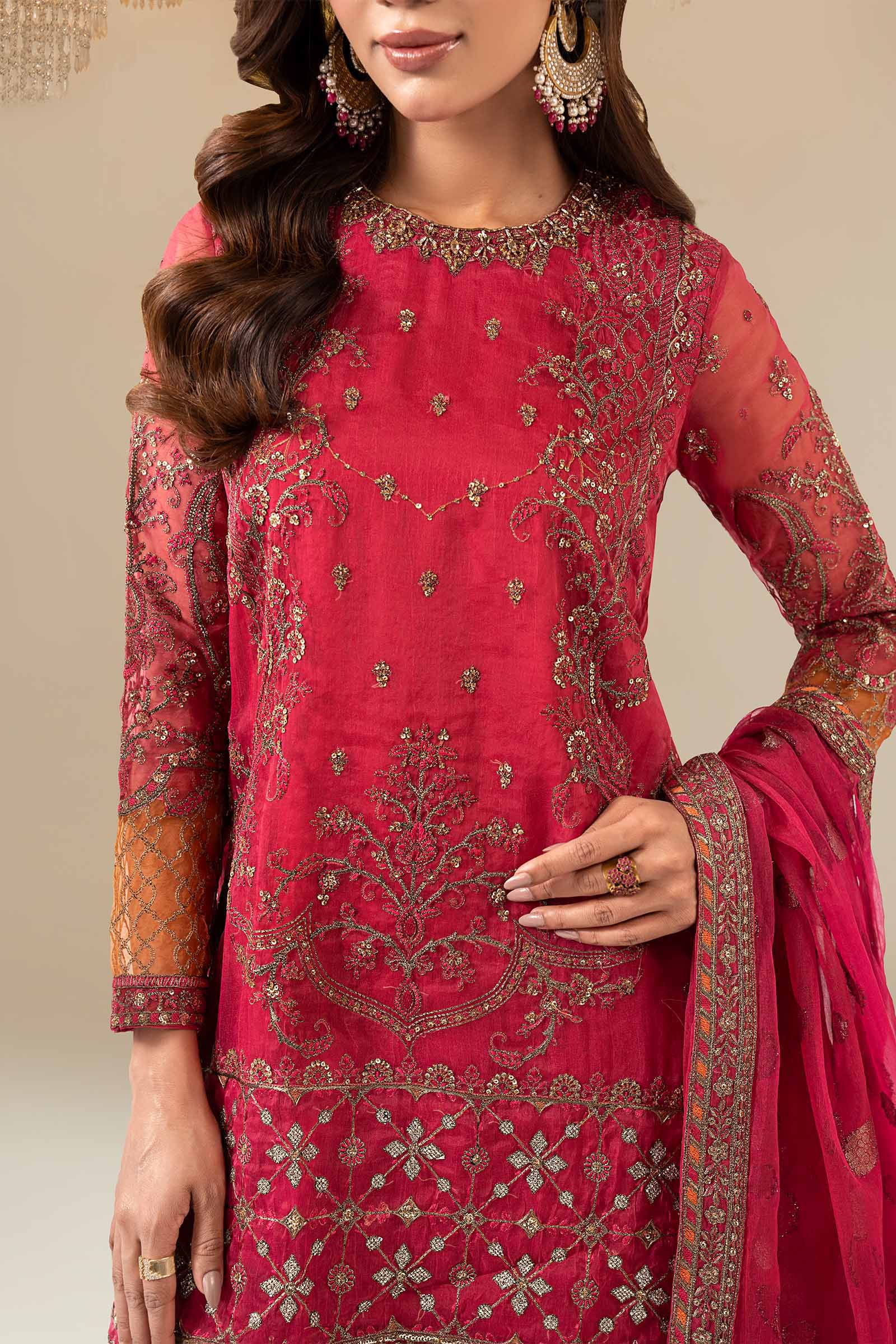 3 Piece Embroidered Organza Suit - Image 3