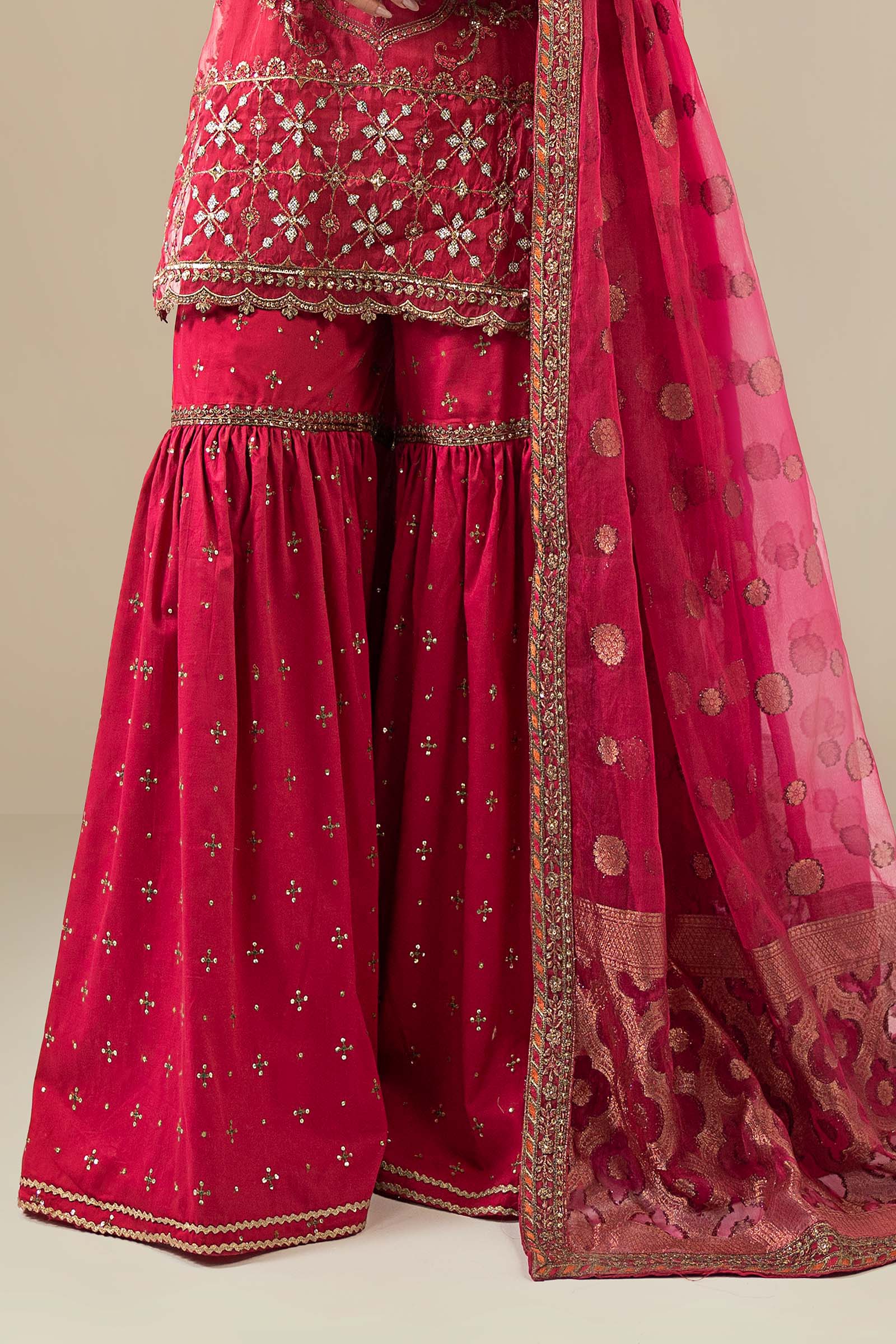 3 Piece Embroidered Organza Suit - Image 4