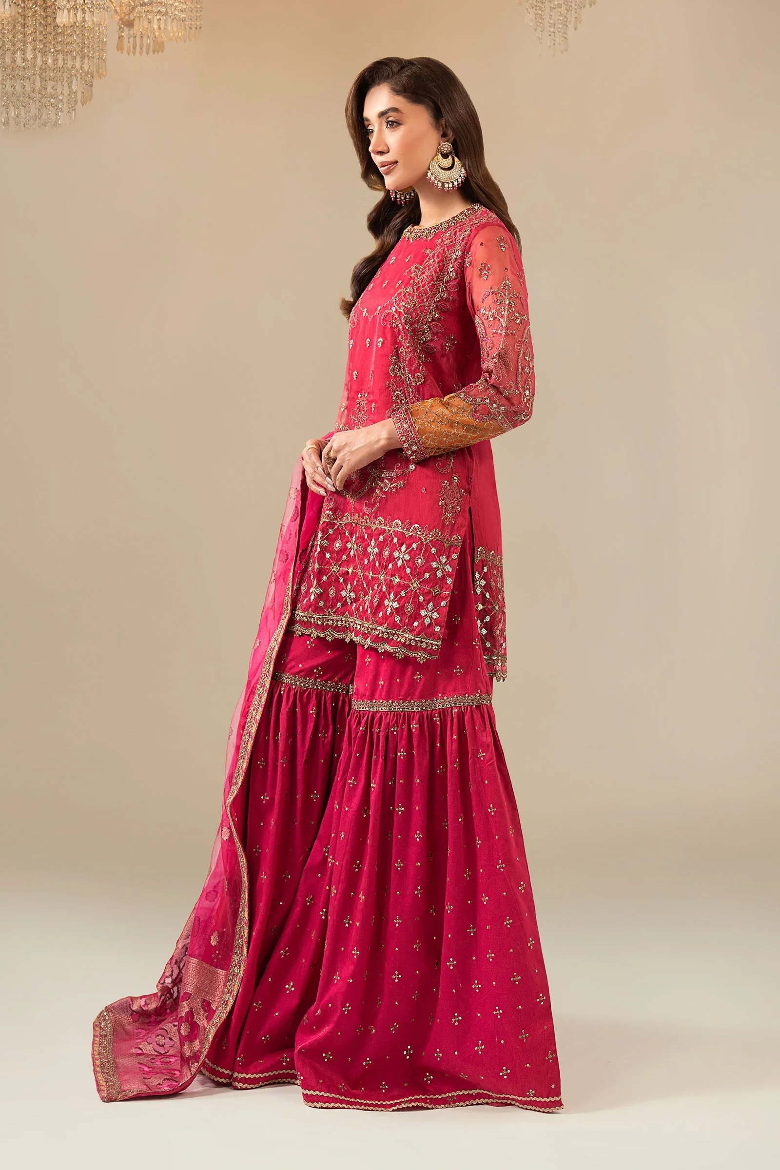 3 Piece Embroidered Organza Suit - Image 5