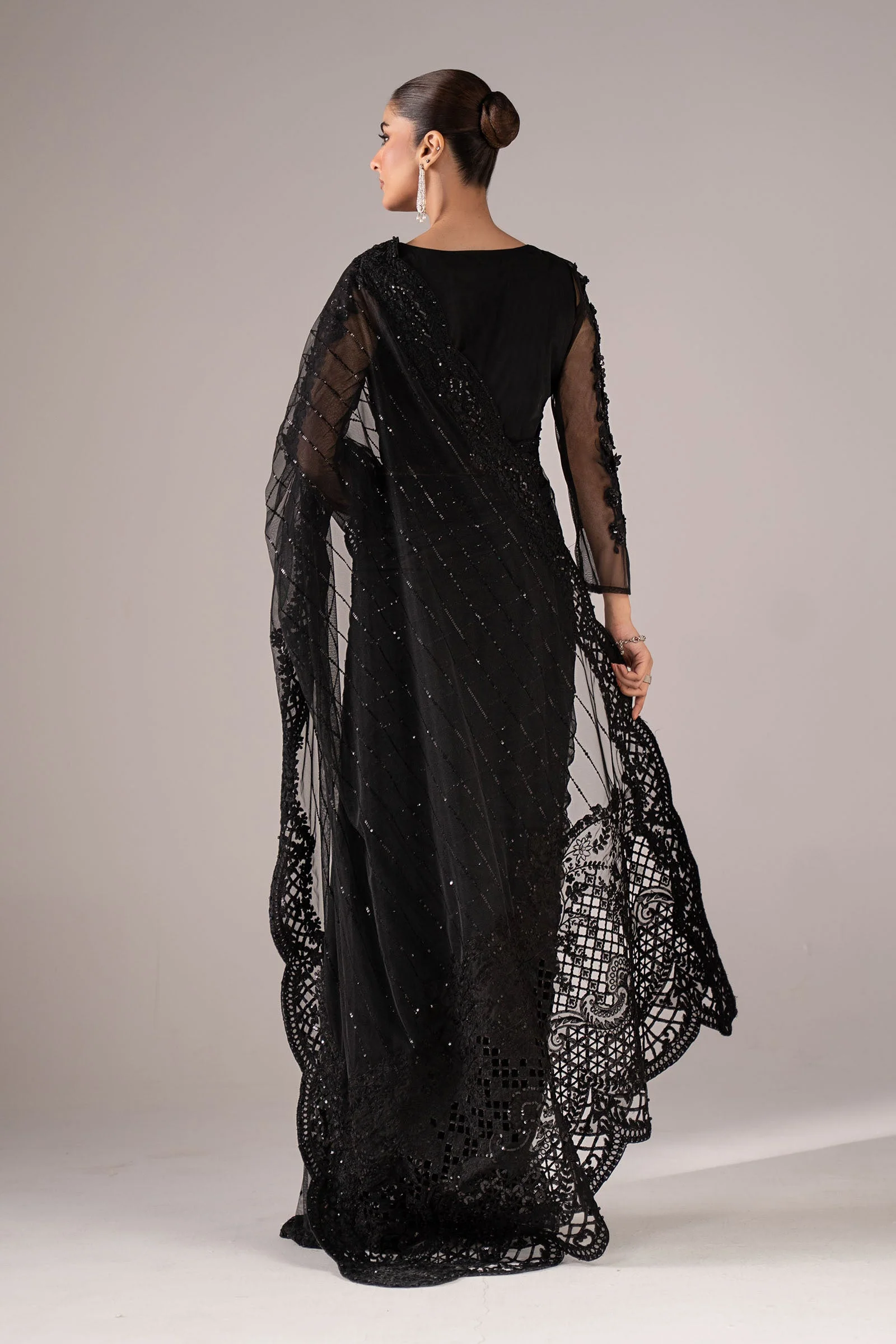 Embroidered Net Saree - Image 8