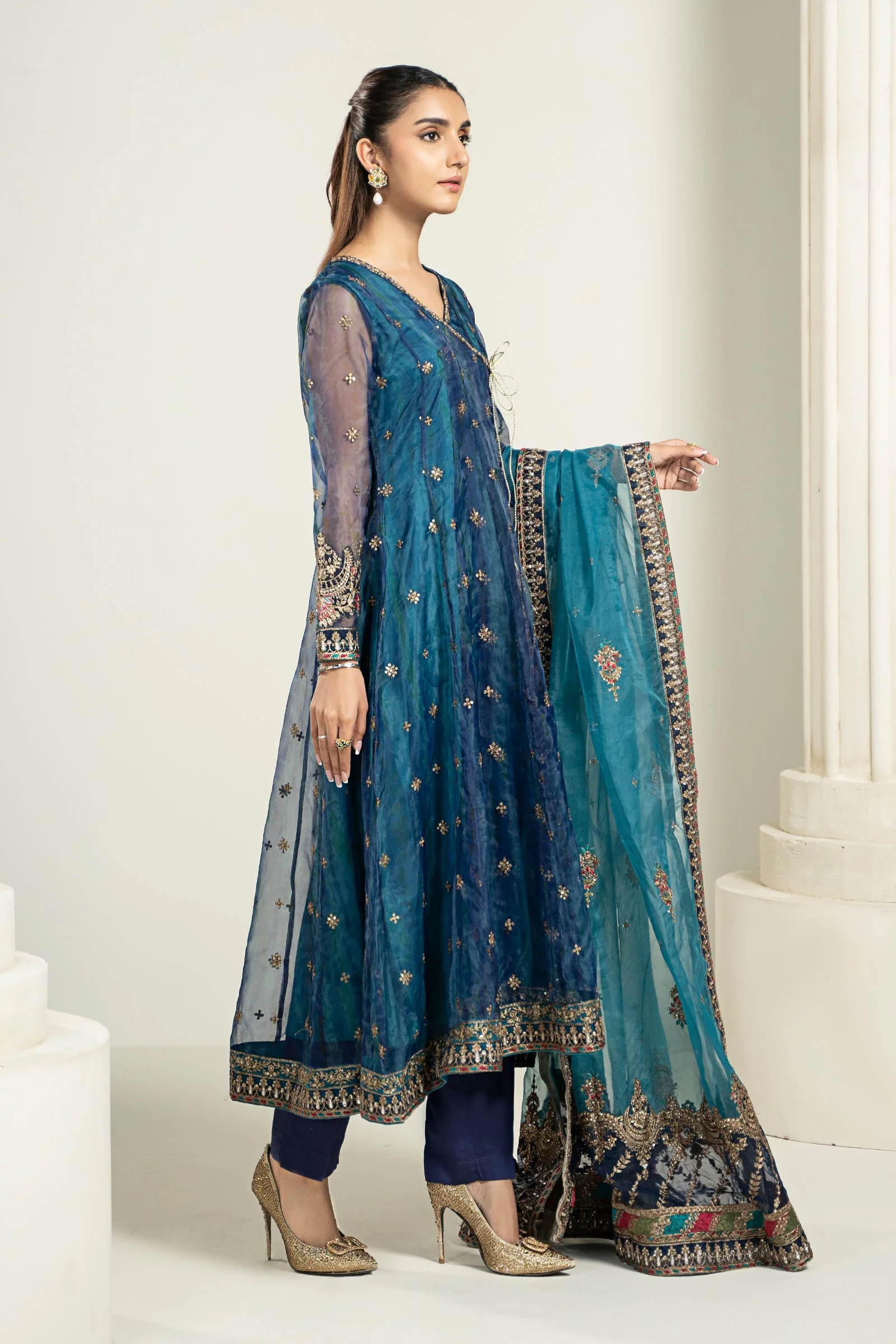 3 Piece Embroidered Frock - Image 4