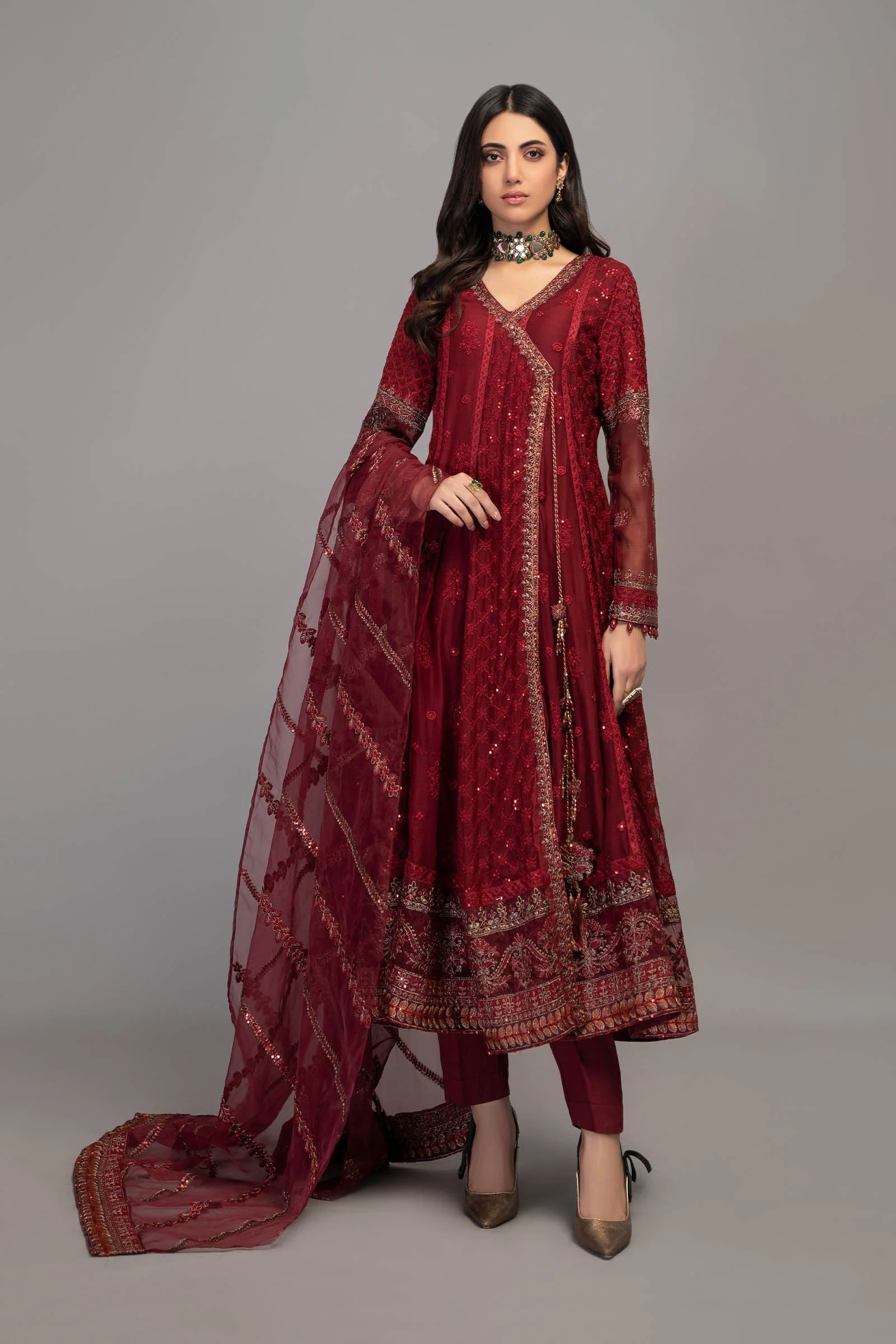 3 Piece Embroidered Chiffon Suit