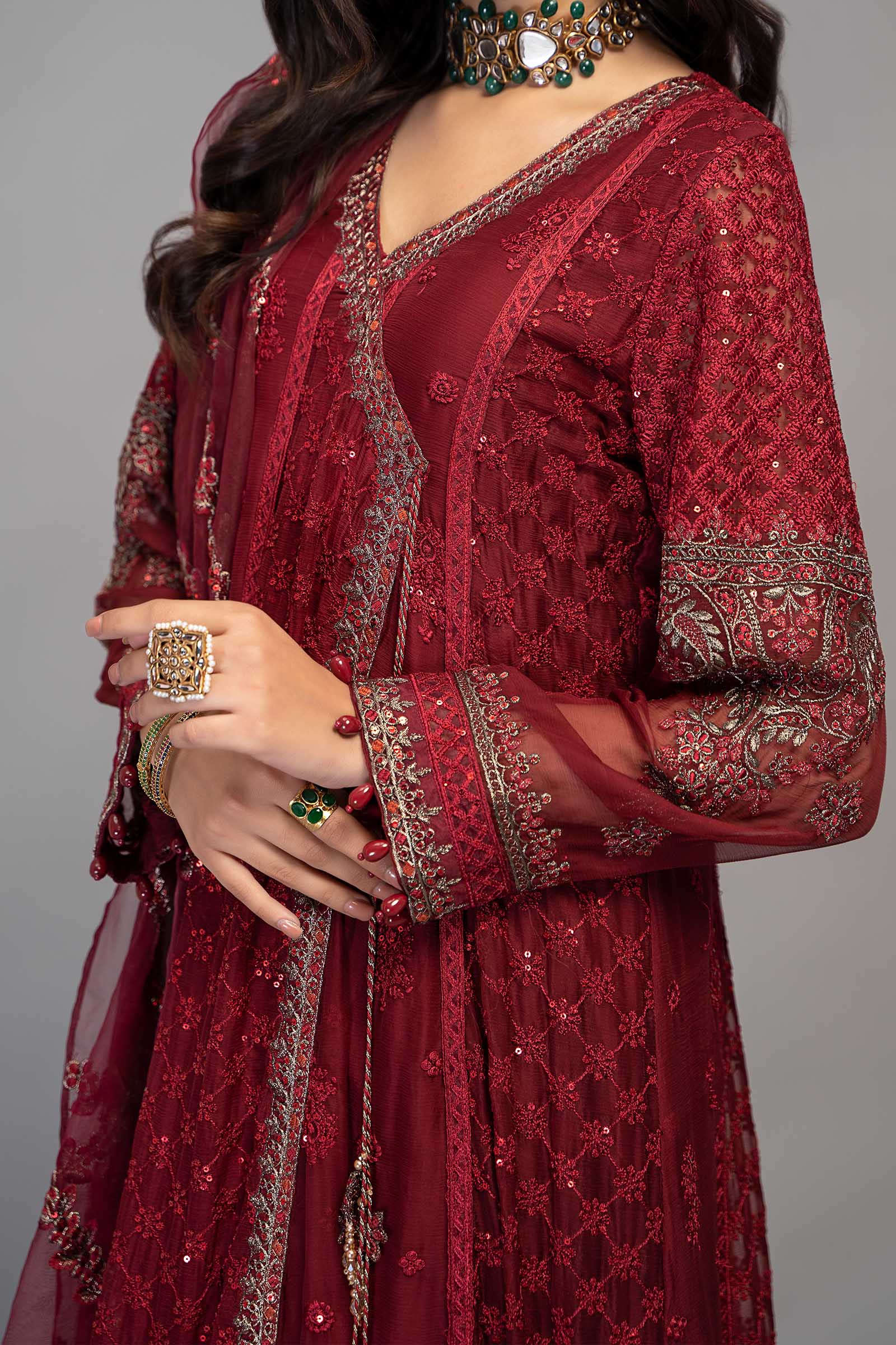 3 Piece Embroidered Chiffon Suit - Image 2