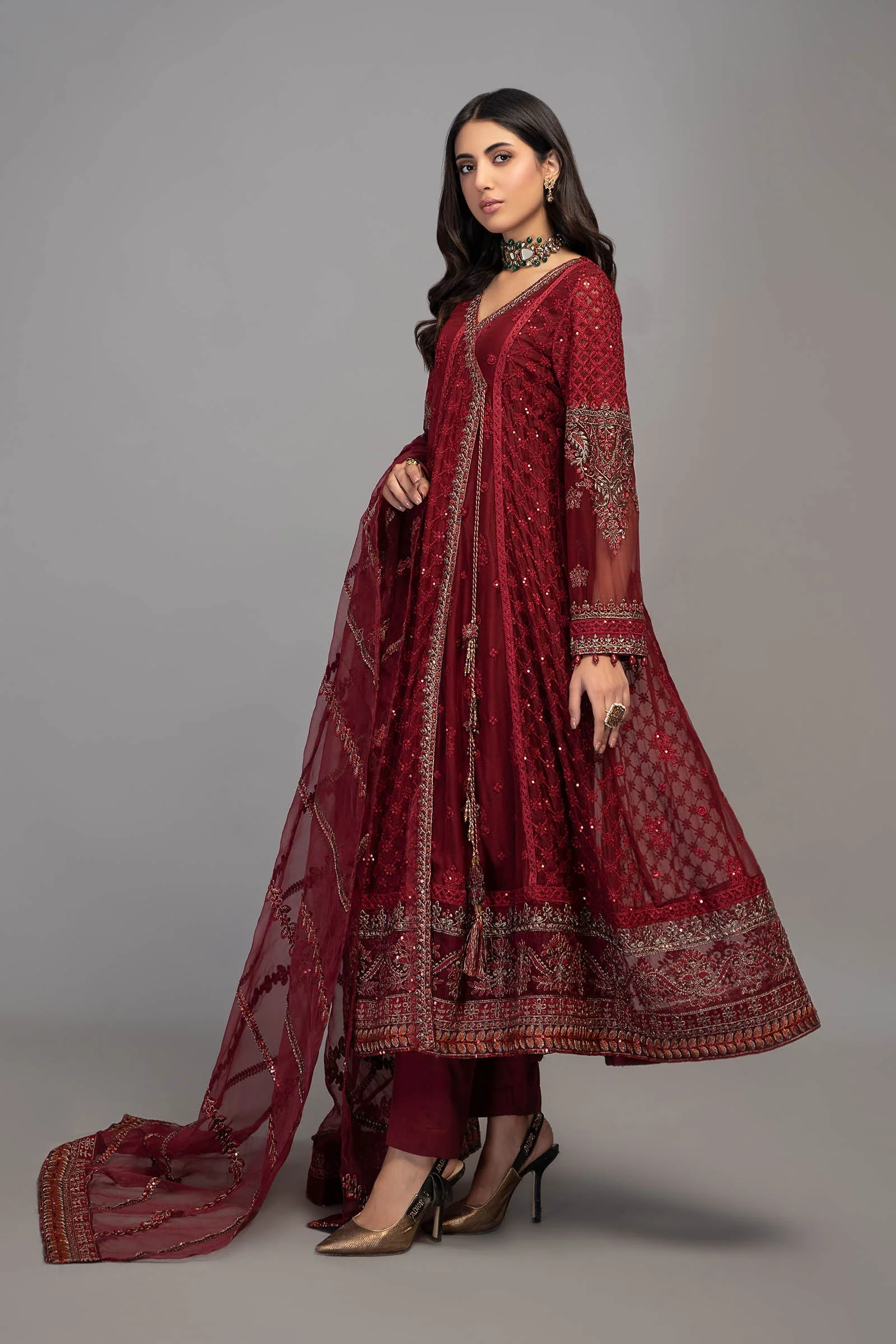3 Piece Embroidered Chiffon Suit - Image 4