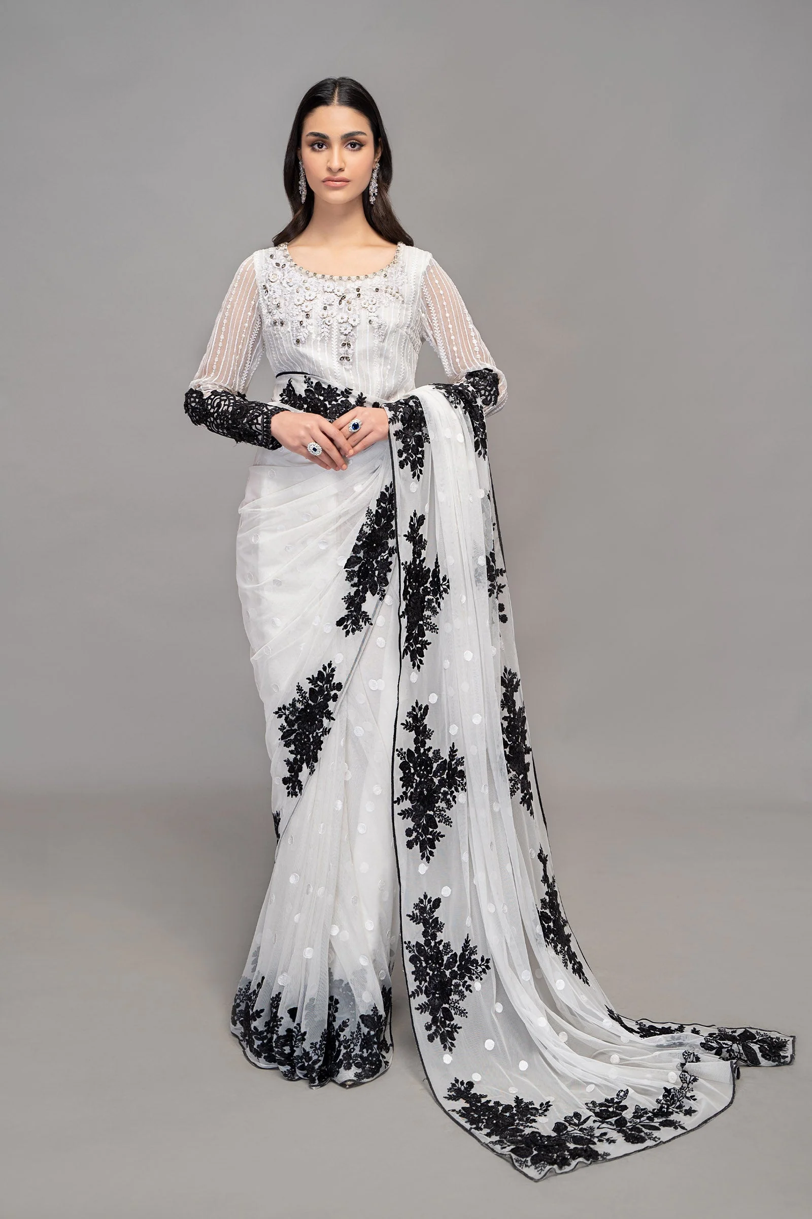 Saree White SF-EF23-40 - Image 5