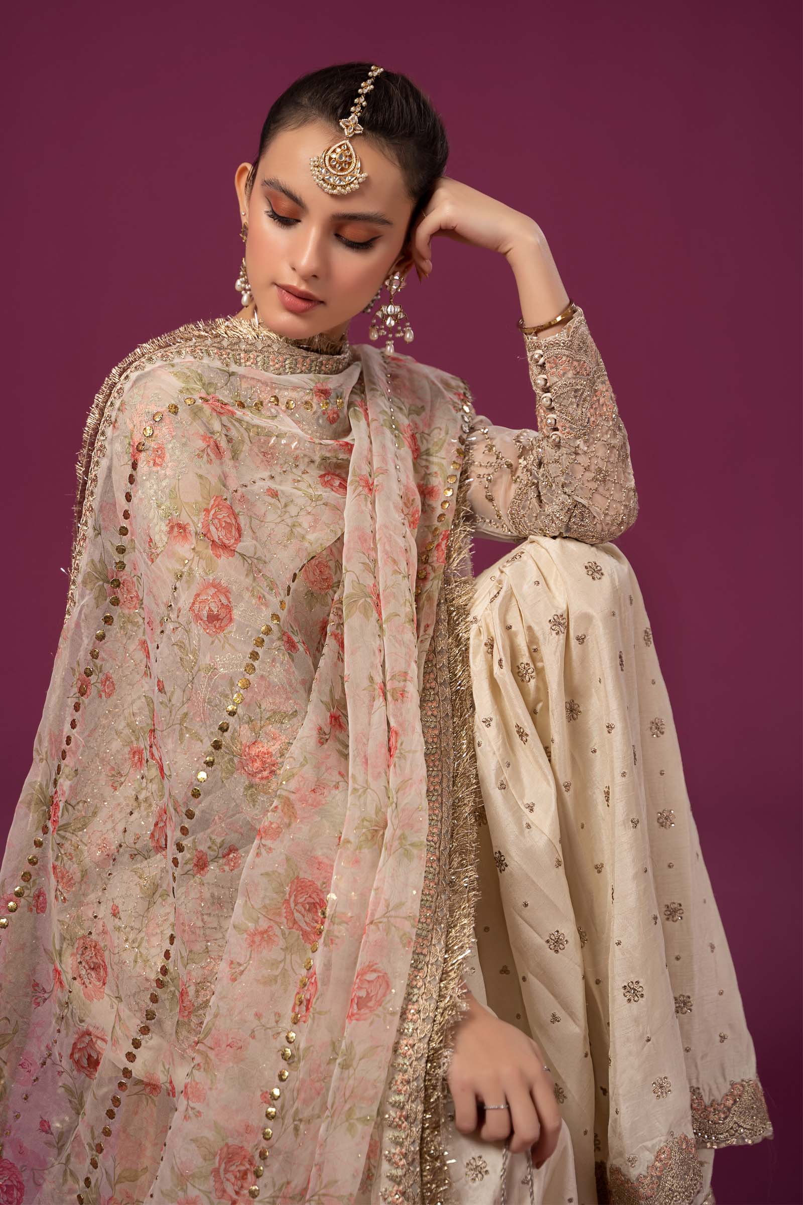 3 Piece Embroidered Organza Suit - Image 2