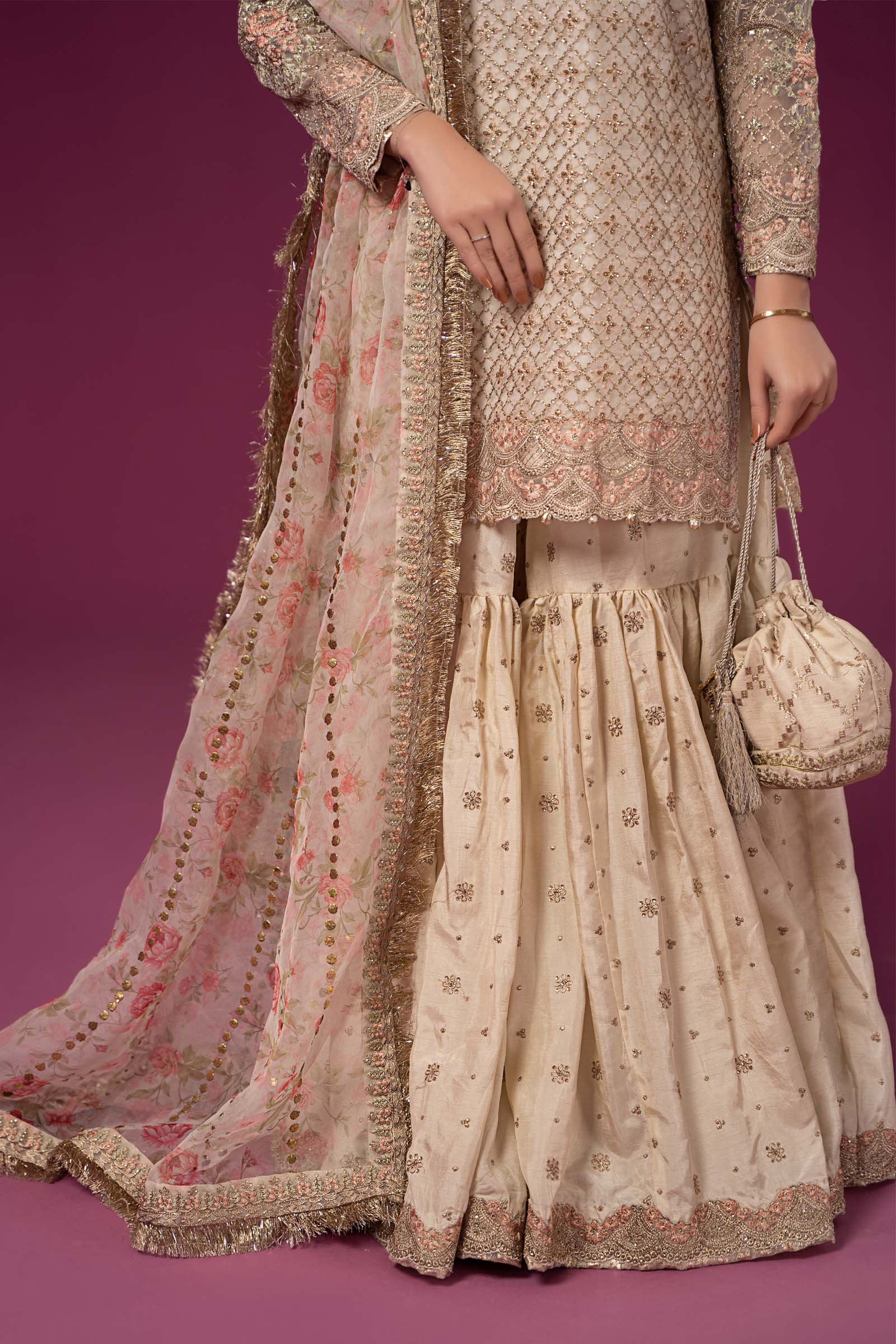 3 Piece Embroidered Organza Suit - Image 4