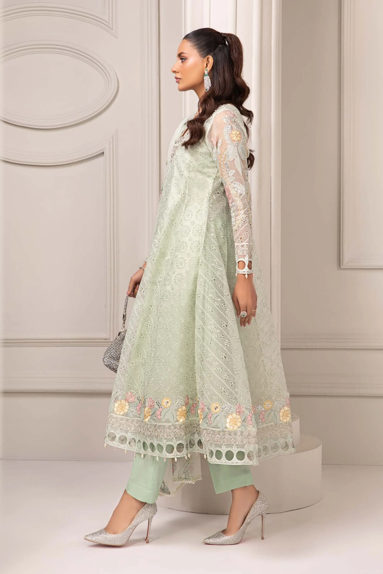 3 Piece Embroidered Organza Suit - Image 4