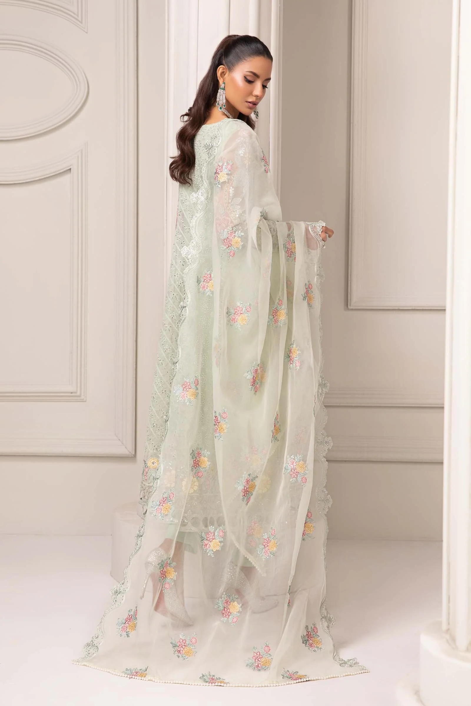 3 Piece Embroidered Organza Suit - Image 5
