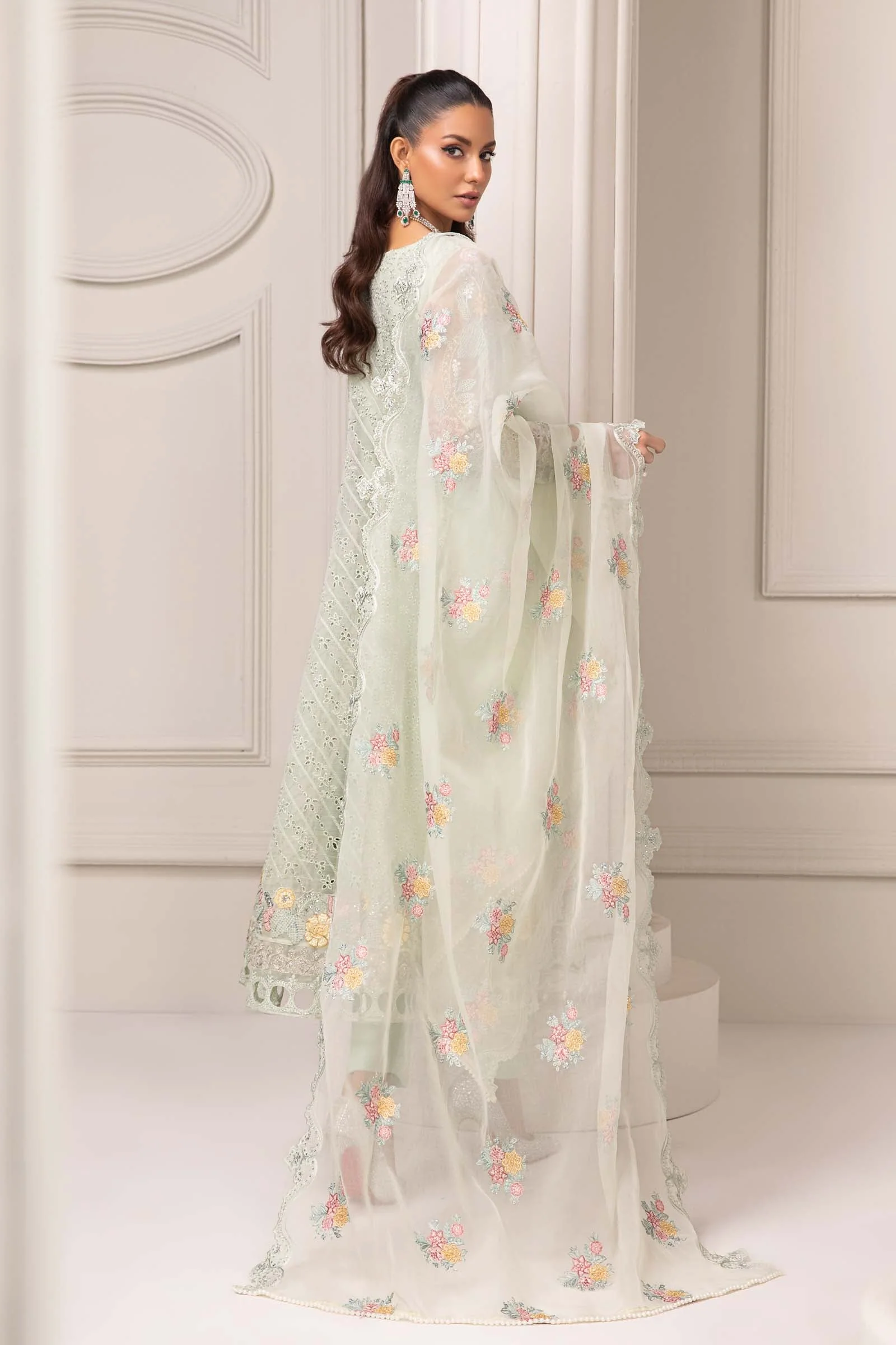 3 Piece Embroidered Organza Suit - Image 6