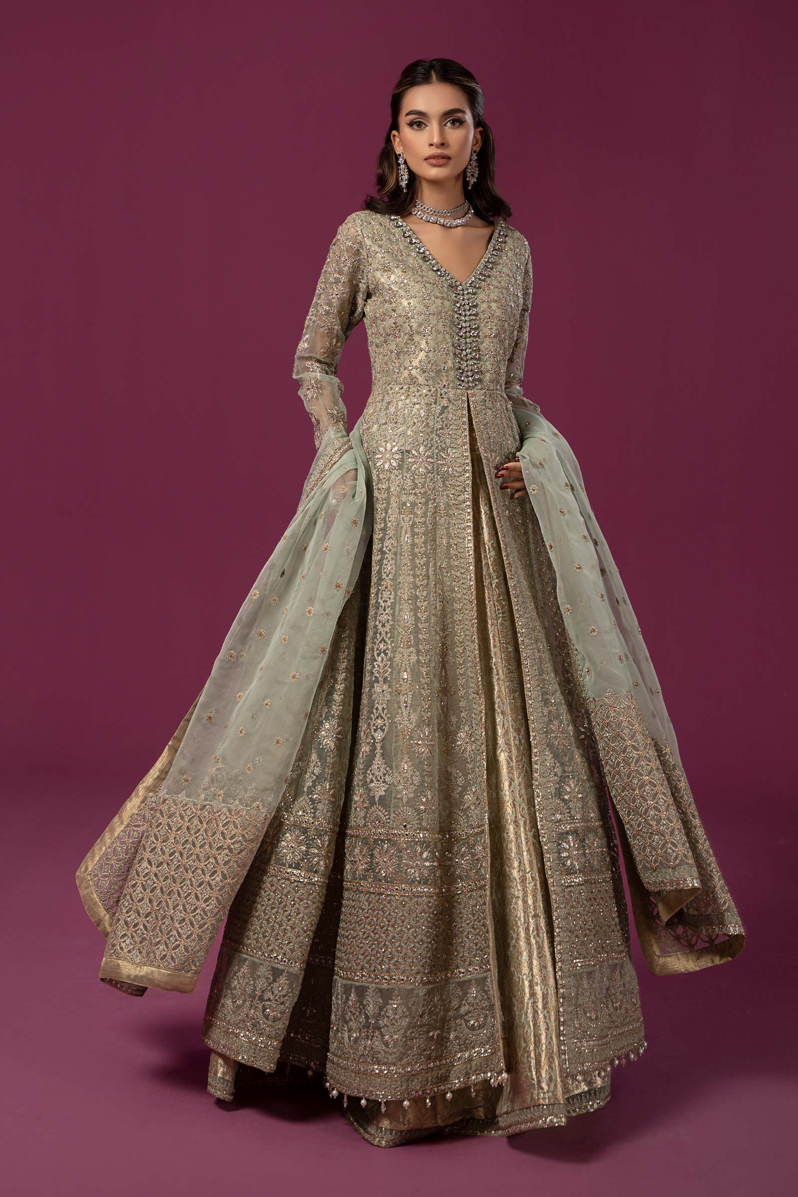 3 Piece Embroidered Organza Suit