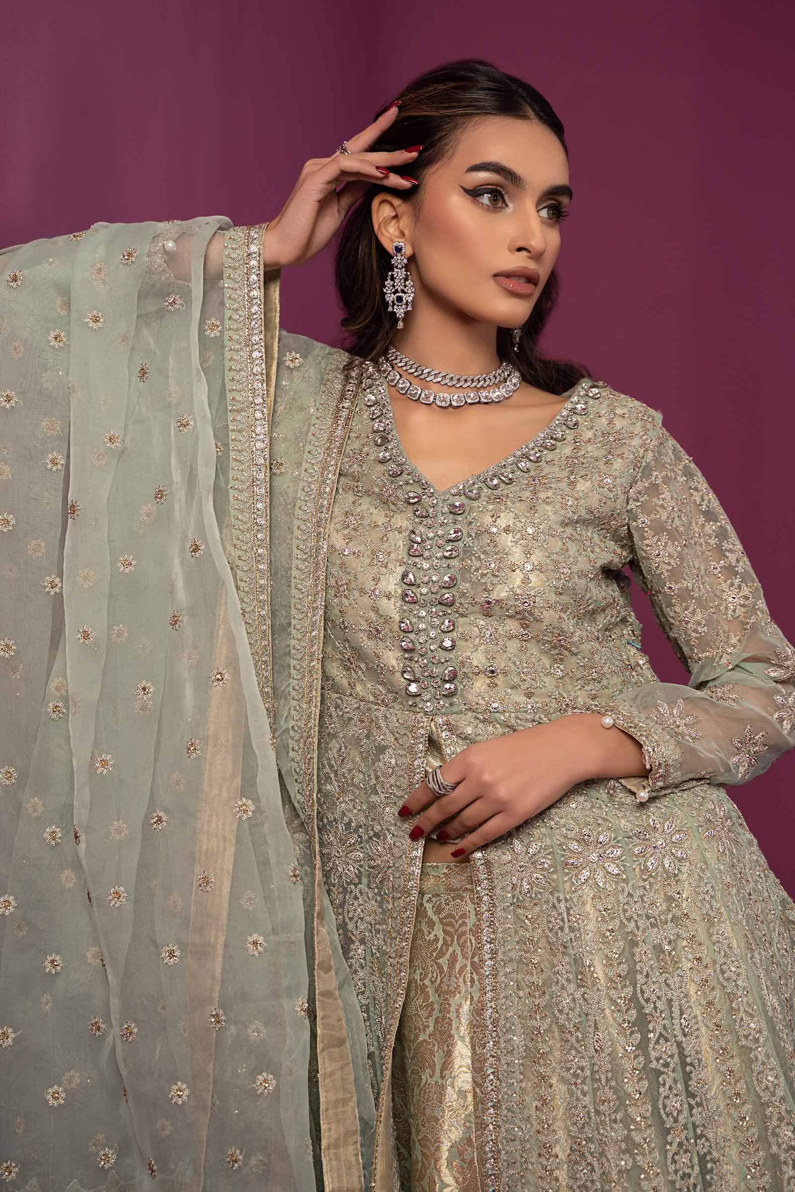 3 Piece Embroidered Organza Suit - Image 2
