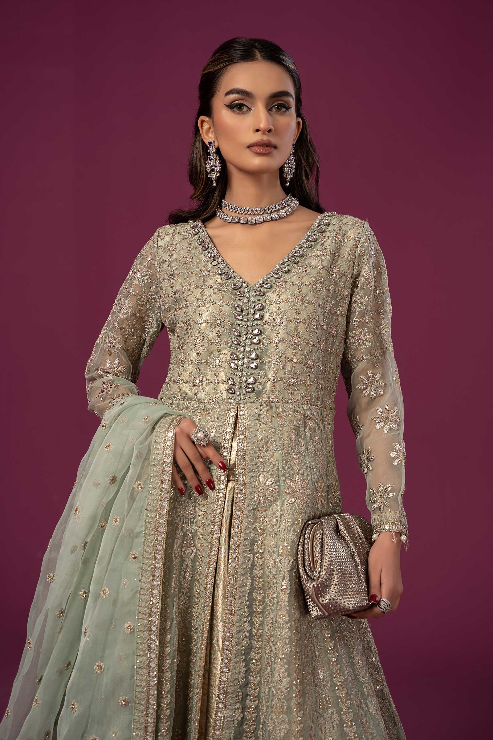 3 Piece Embroidered Organza Suit - Image 4