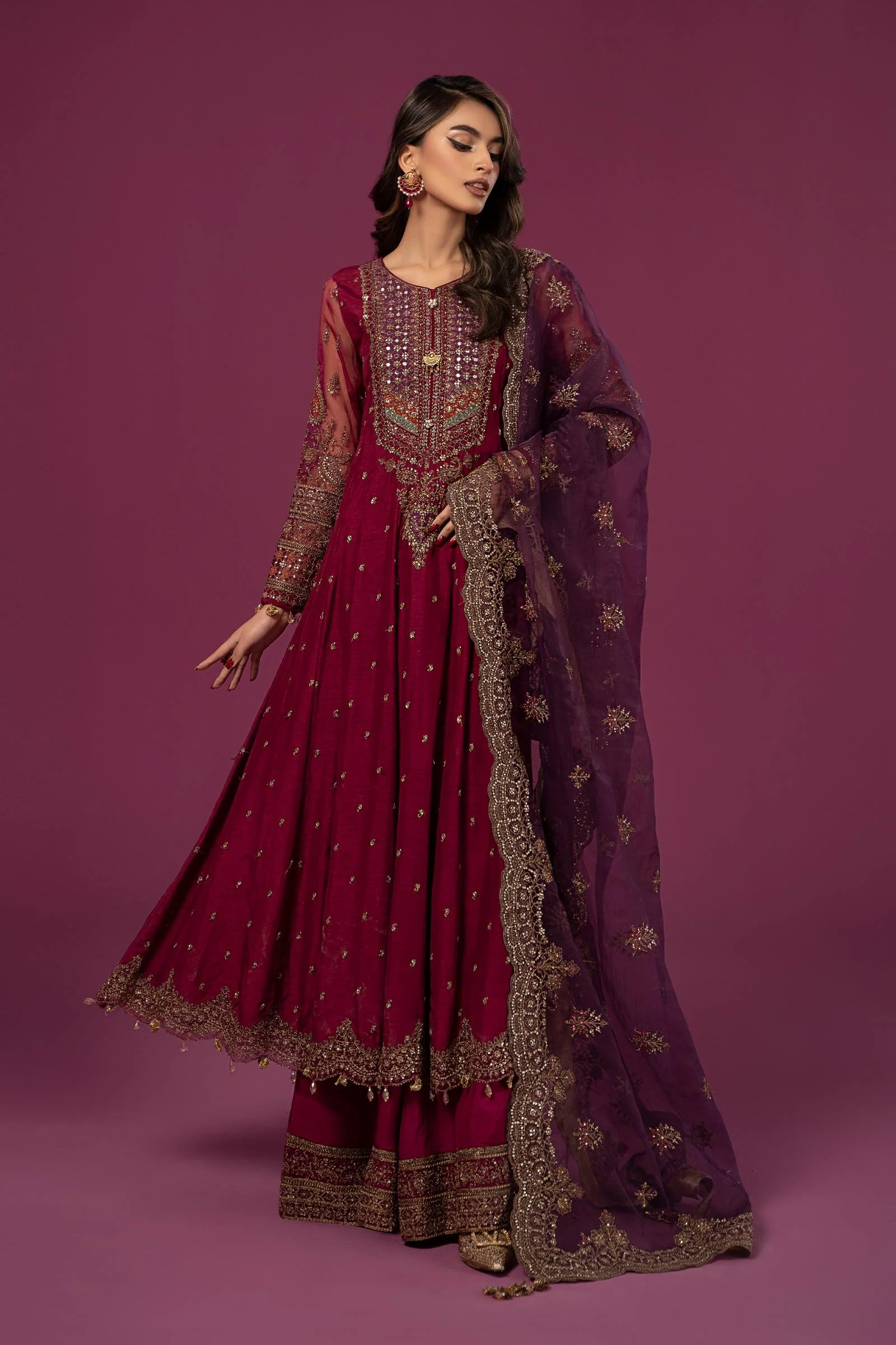 3 Piece Embroidered Raw Silk Suit - Image 10
