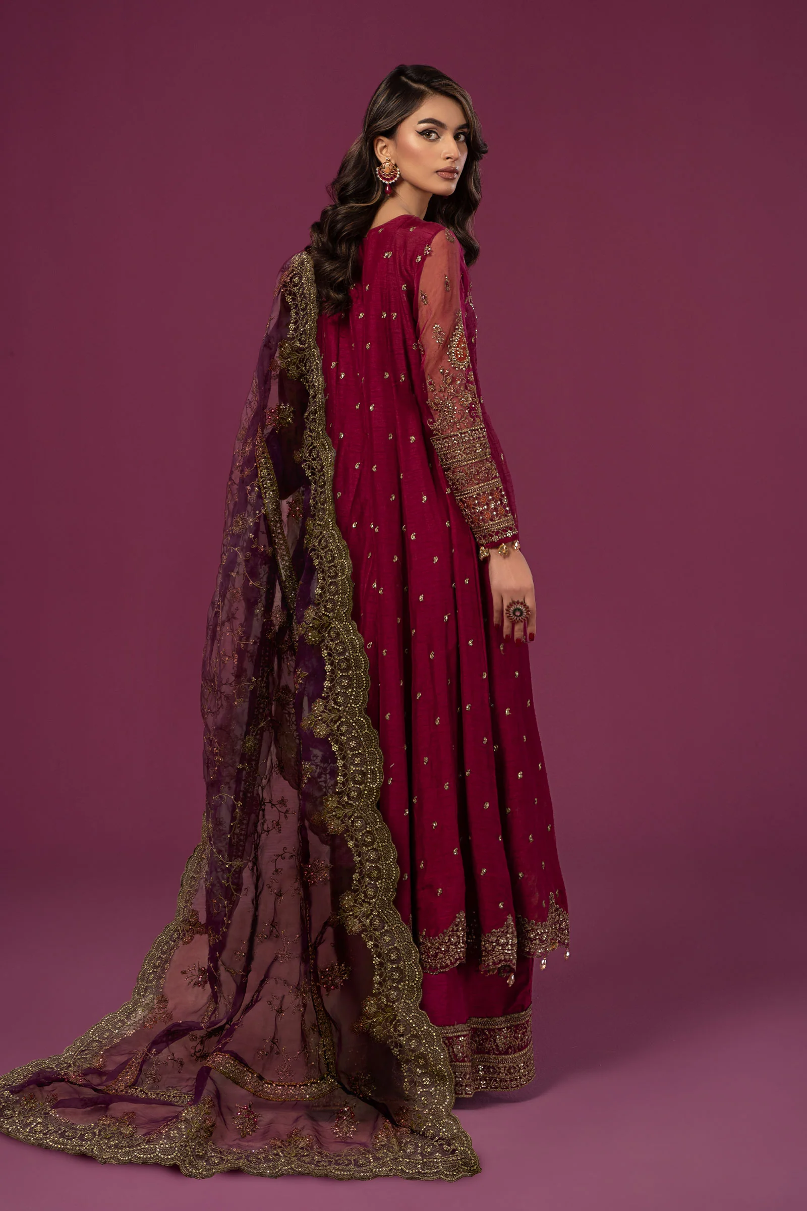 3 Piece Embroidered Raw Silk Suit - Image 11