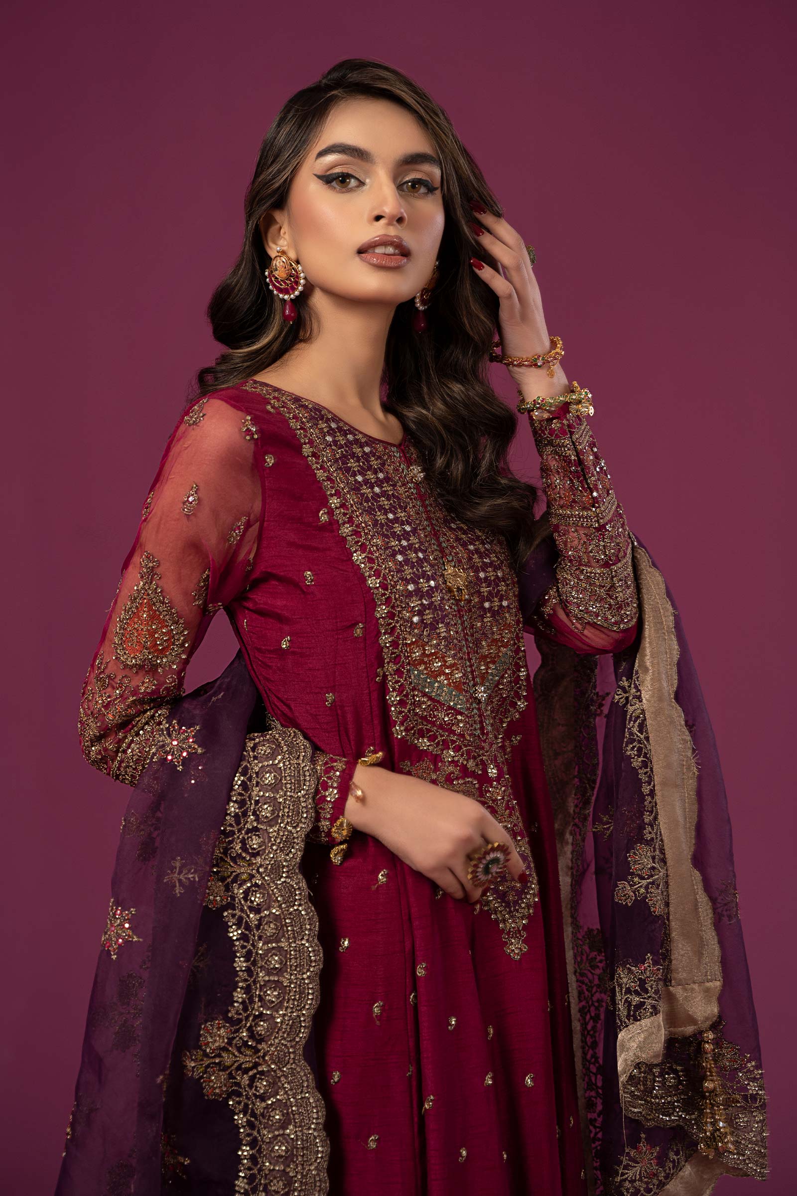 3 Piece Embroidered Raw Silk Suit - Image 5