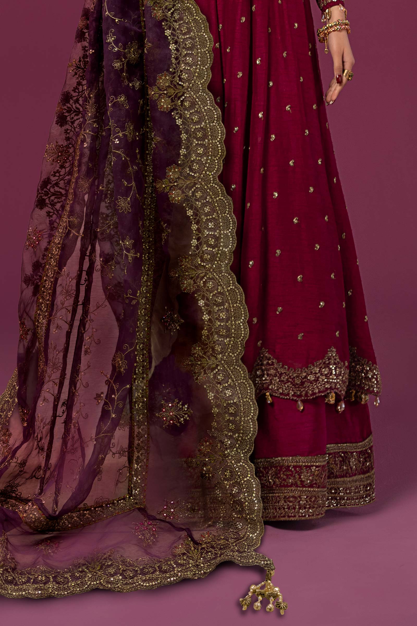 3 Piece Embroidered Raw Silk Suit - Image 8