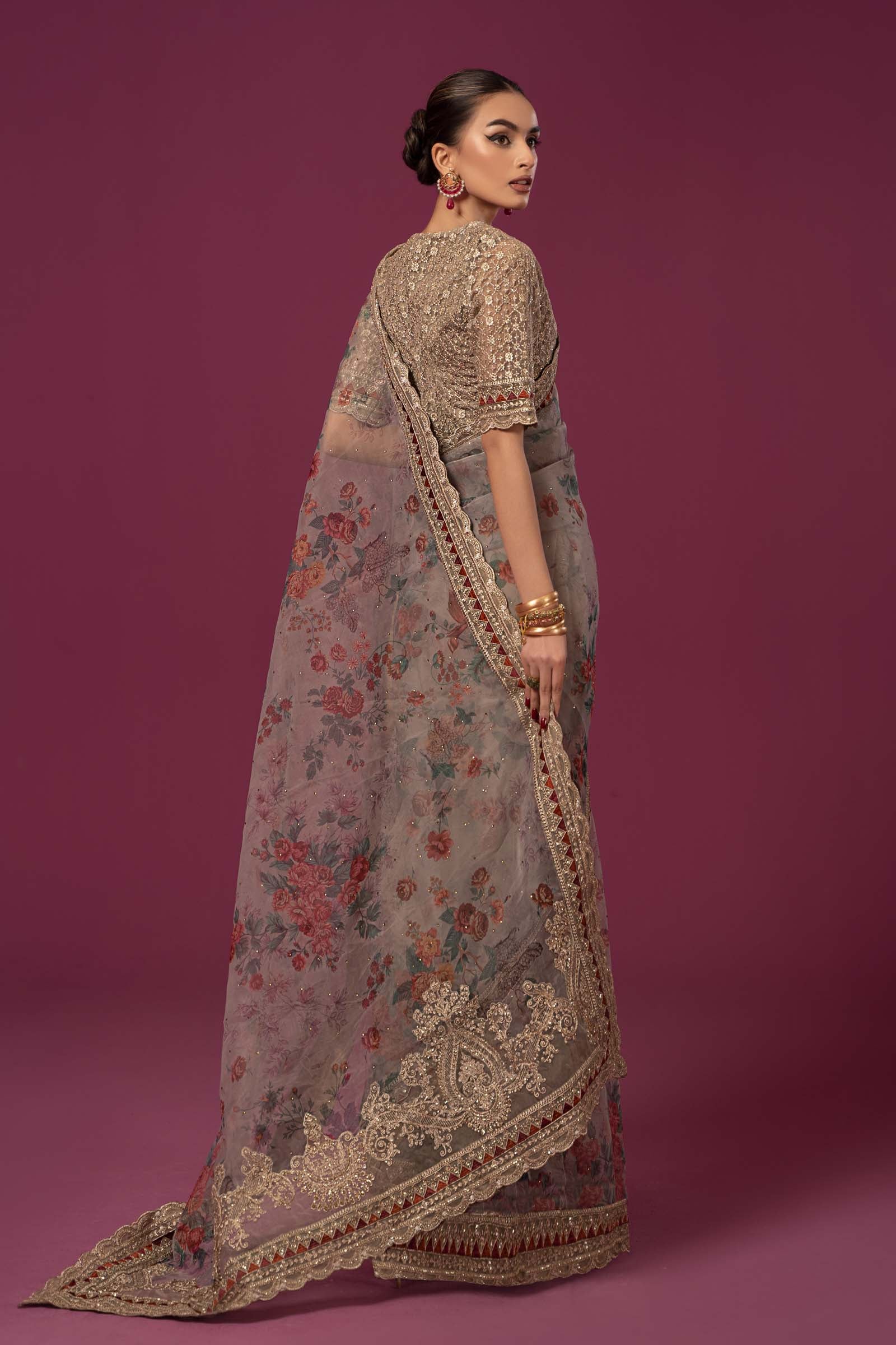 Embroidered Organza Saree - Image 7