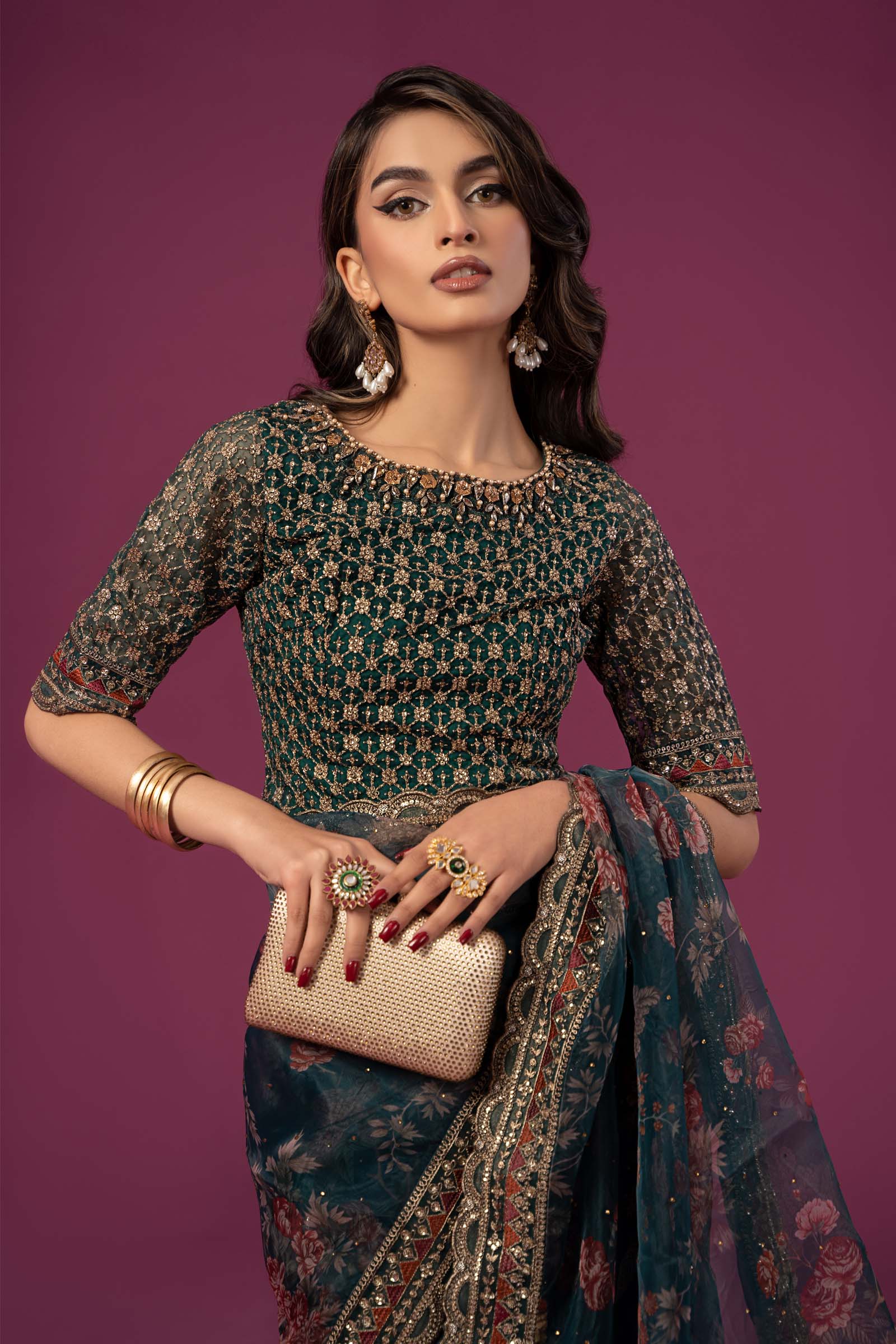 Embroidered Organza Saree - Image 2