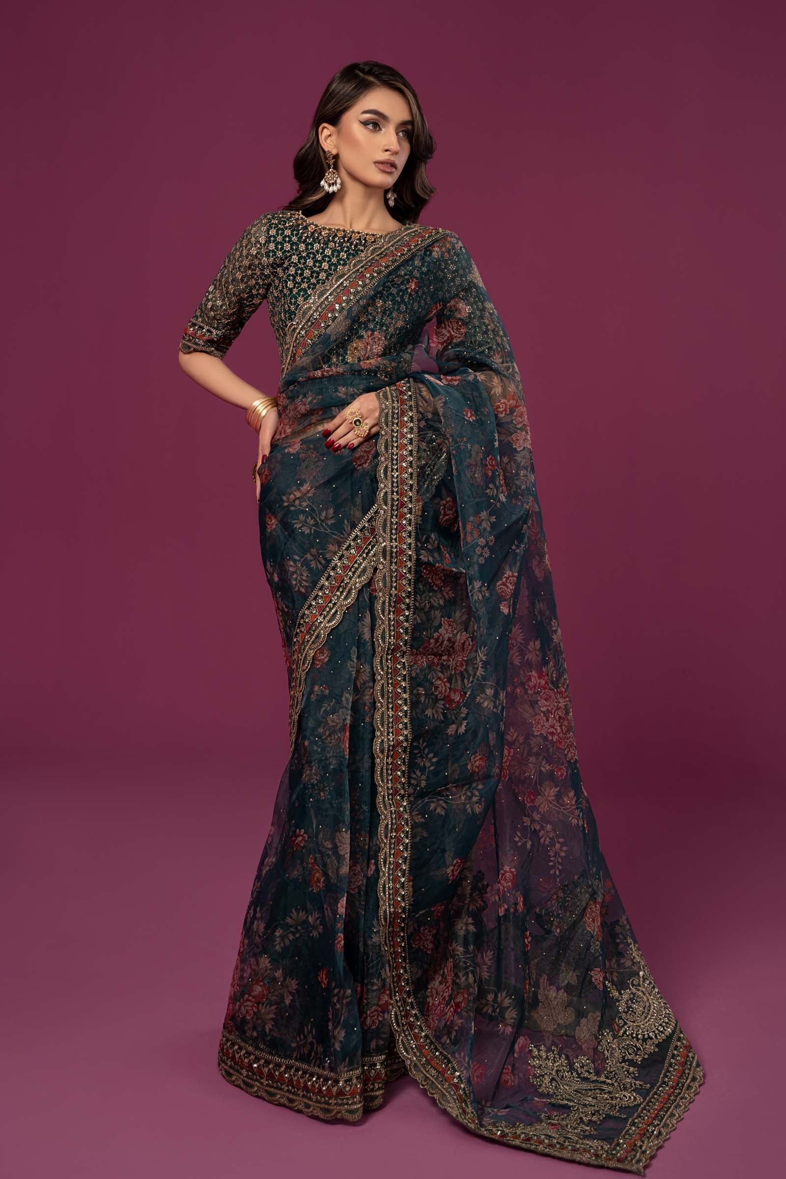 Embroidered Organza Saree - Image 6
