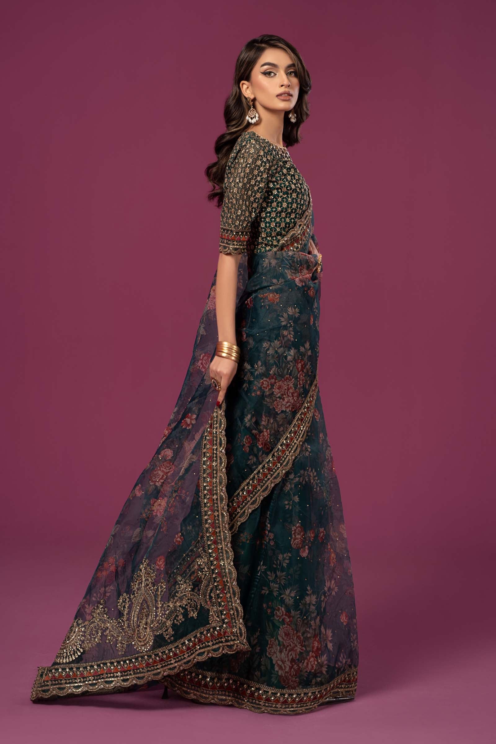 Embroidered Organza Saree - Image 7