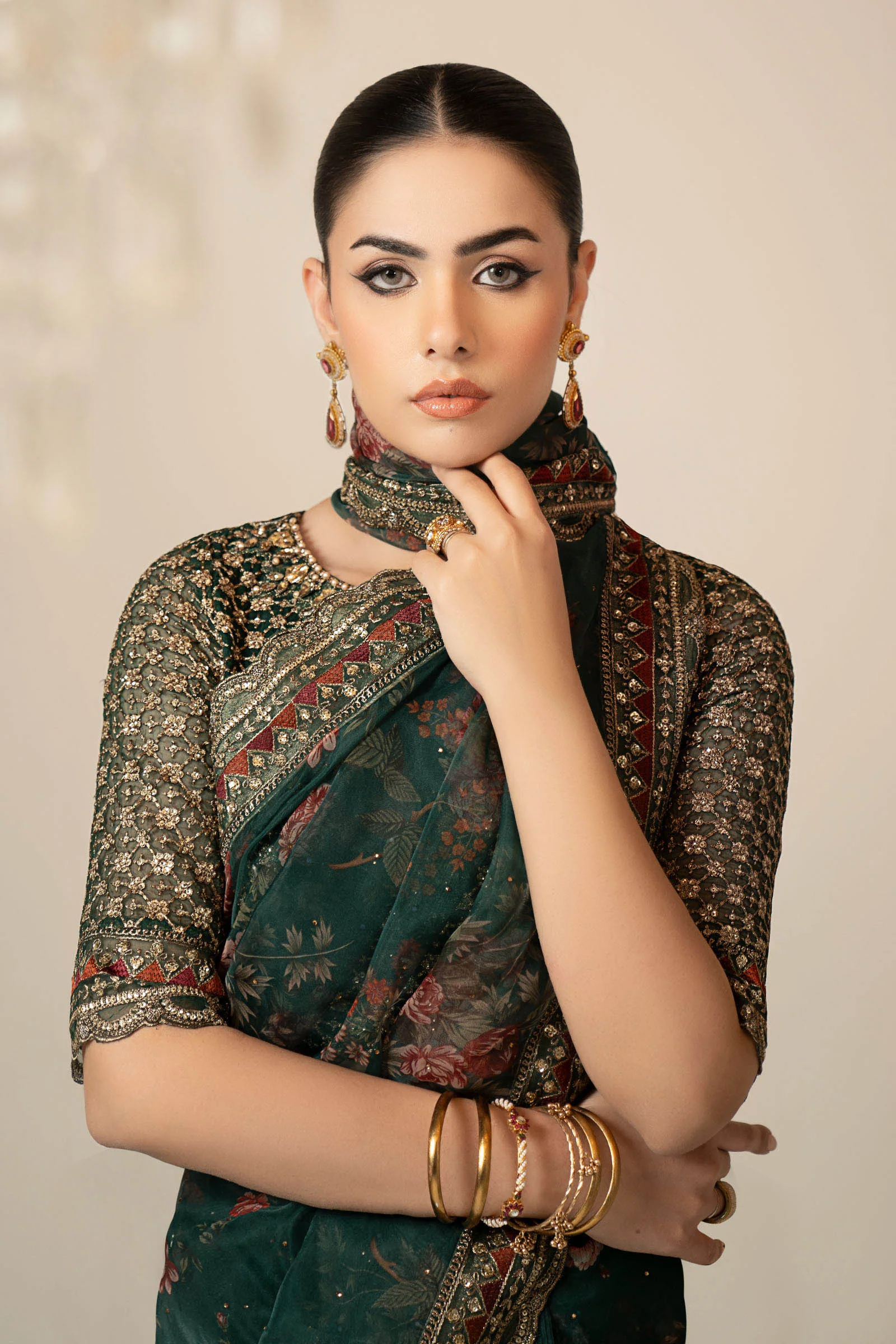 Embroidered Organza Saree - Image 3
