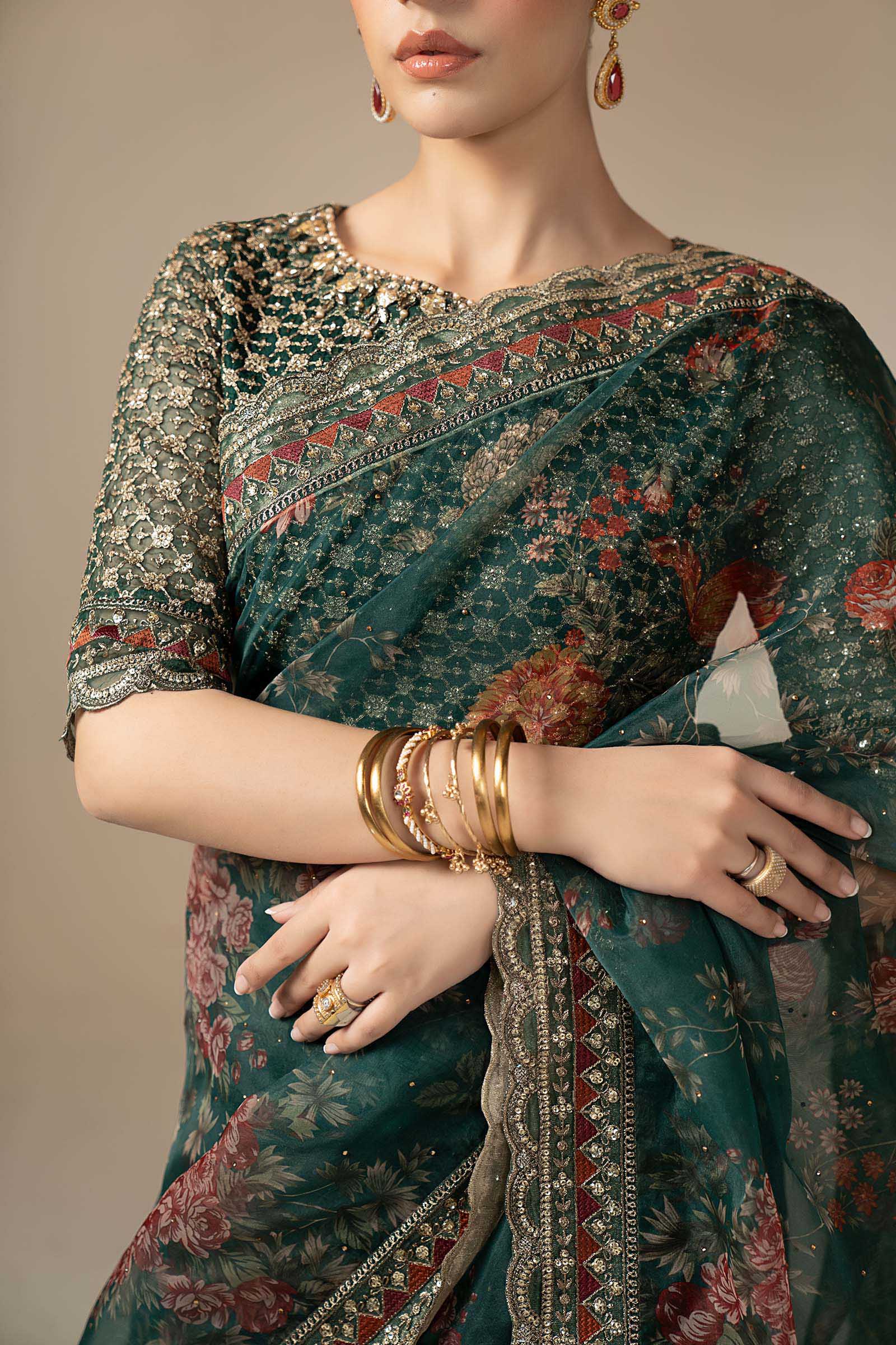 Embroidered Organza Saree - Image 4