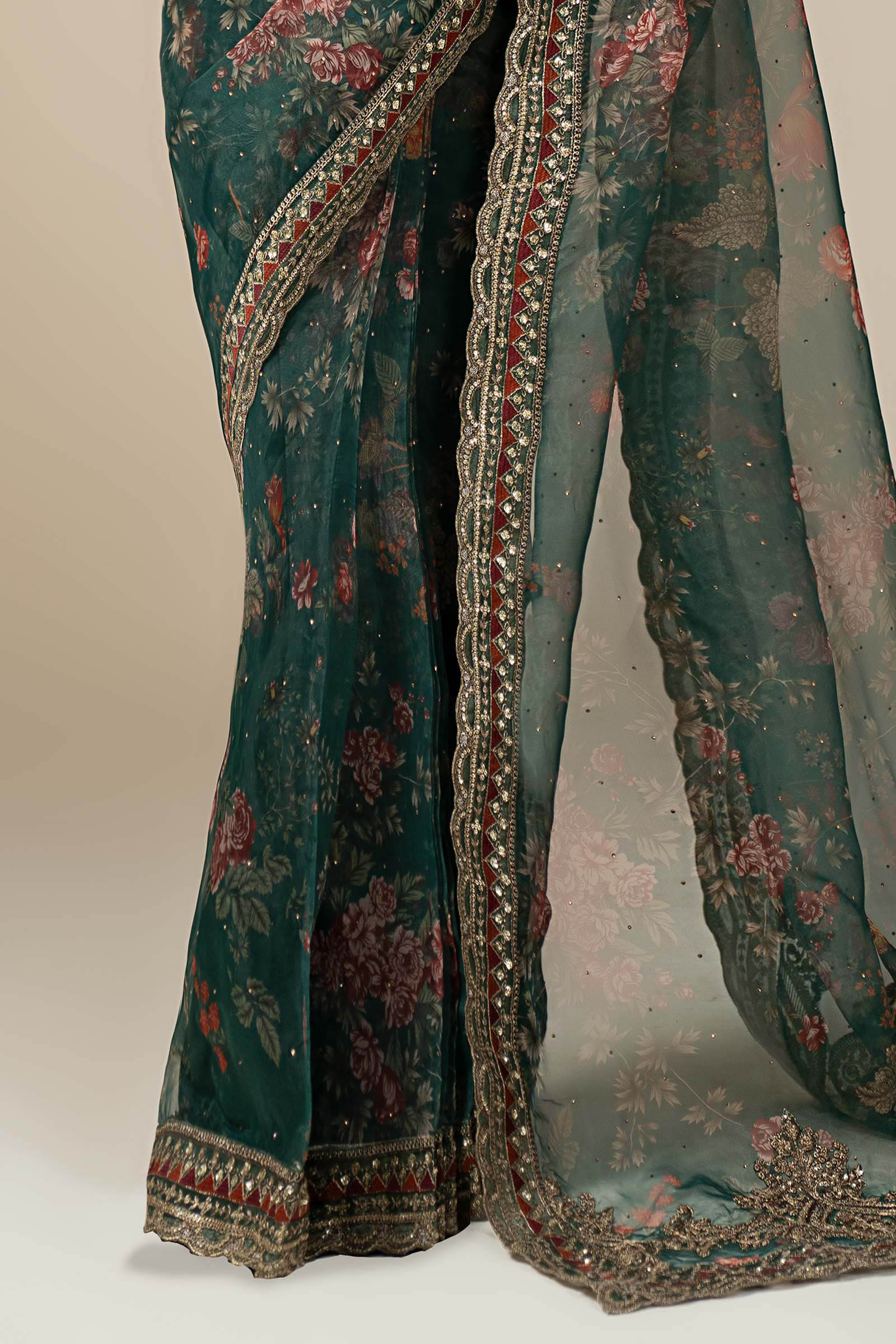 Embroidered Organza Saree - Image 7