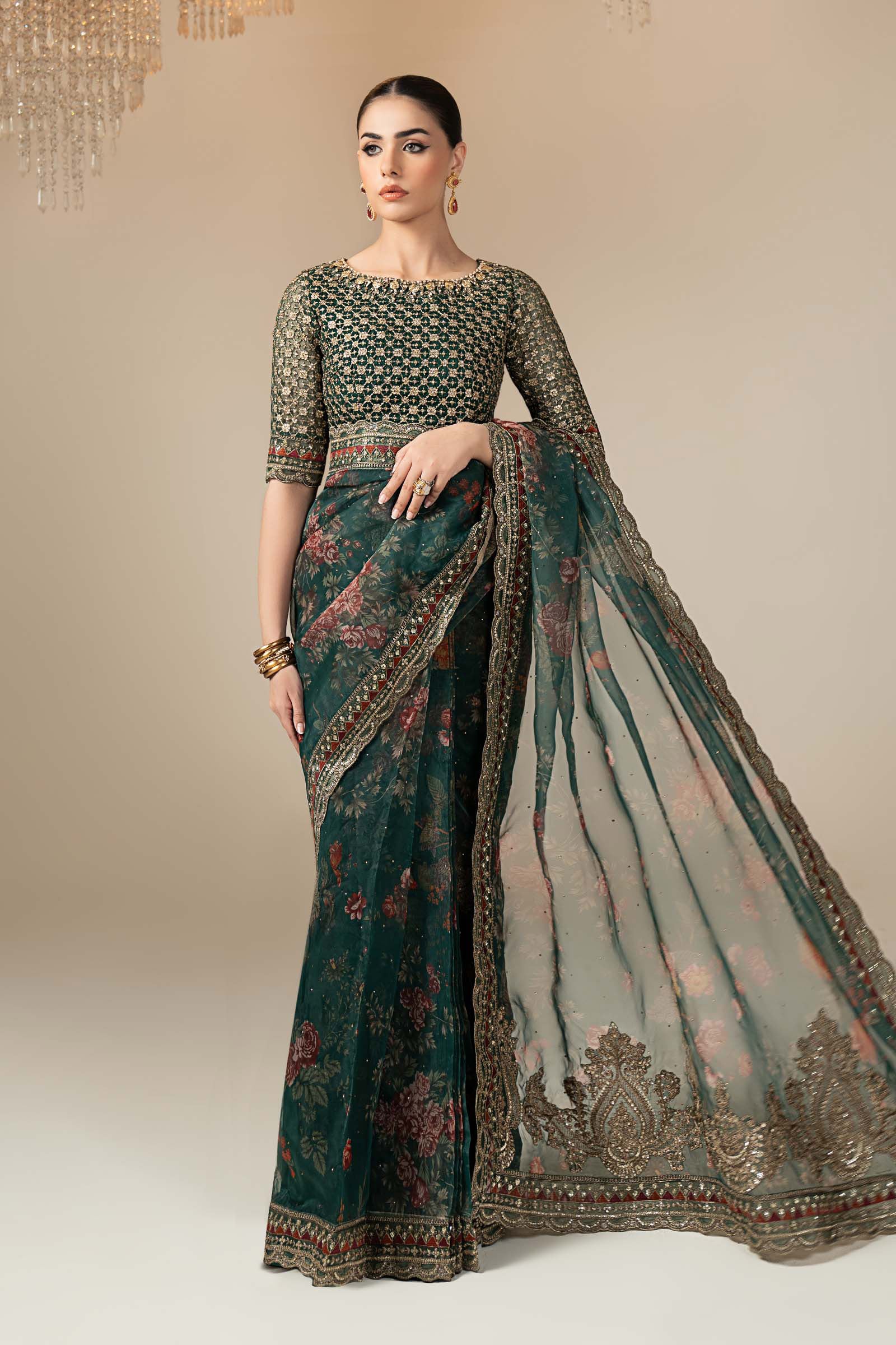 Embroidered Organza Saree - Image 8
