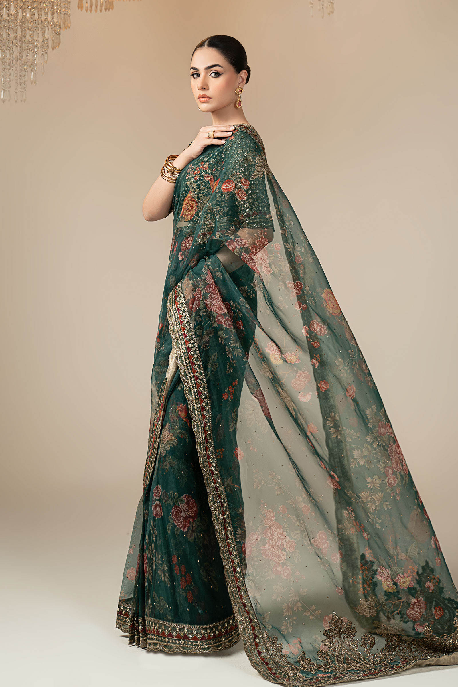 Embroidered Organza Saree - Image 9