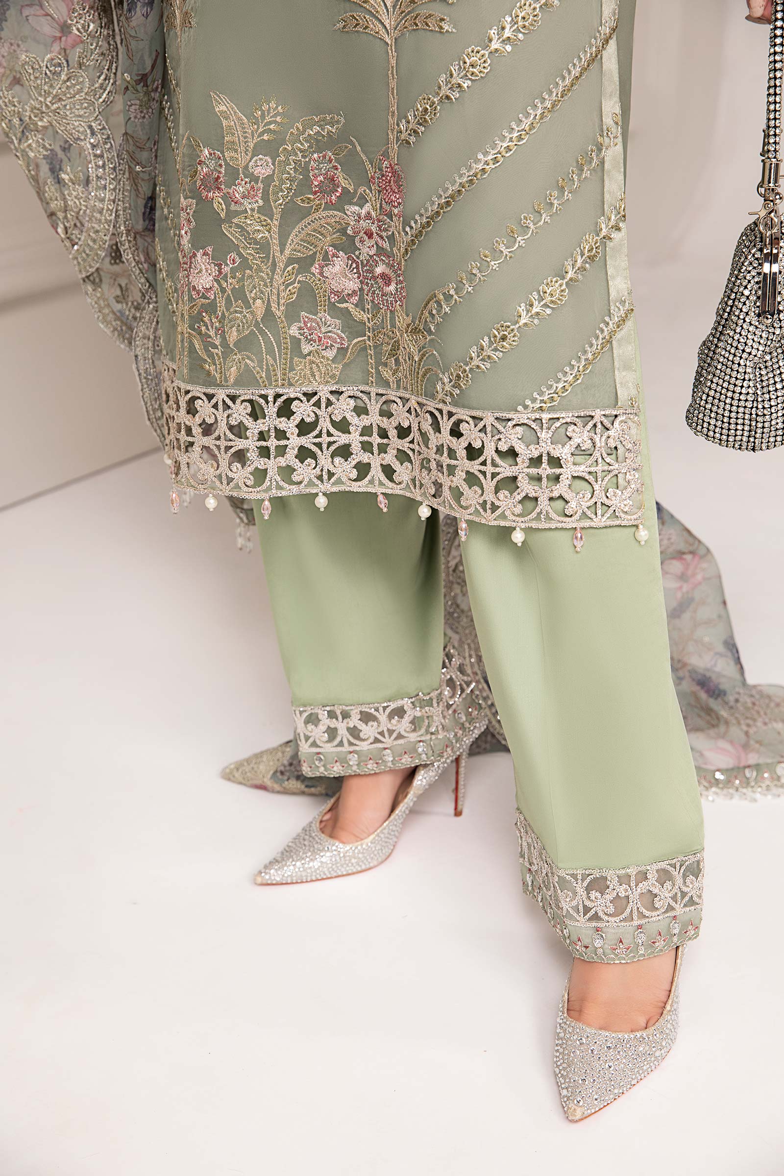 3 Piece Embroidered Organza Suit - Image 5