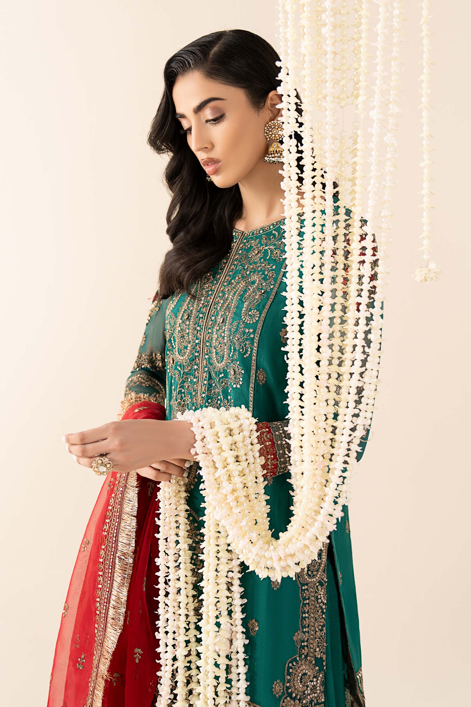 3 Piece Embroidered Raw Silk Suit - Image 2