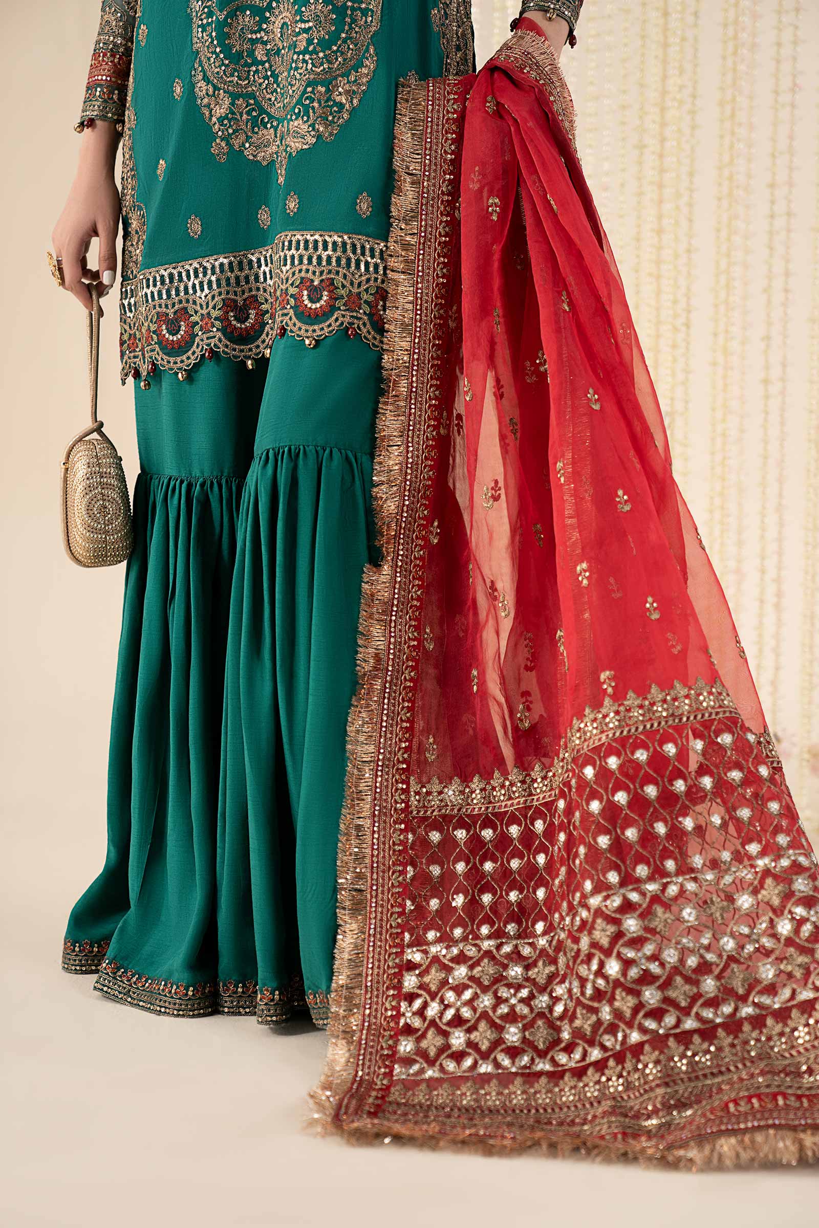 3 Piece Embroidered Raw Silk Suit - Image 5