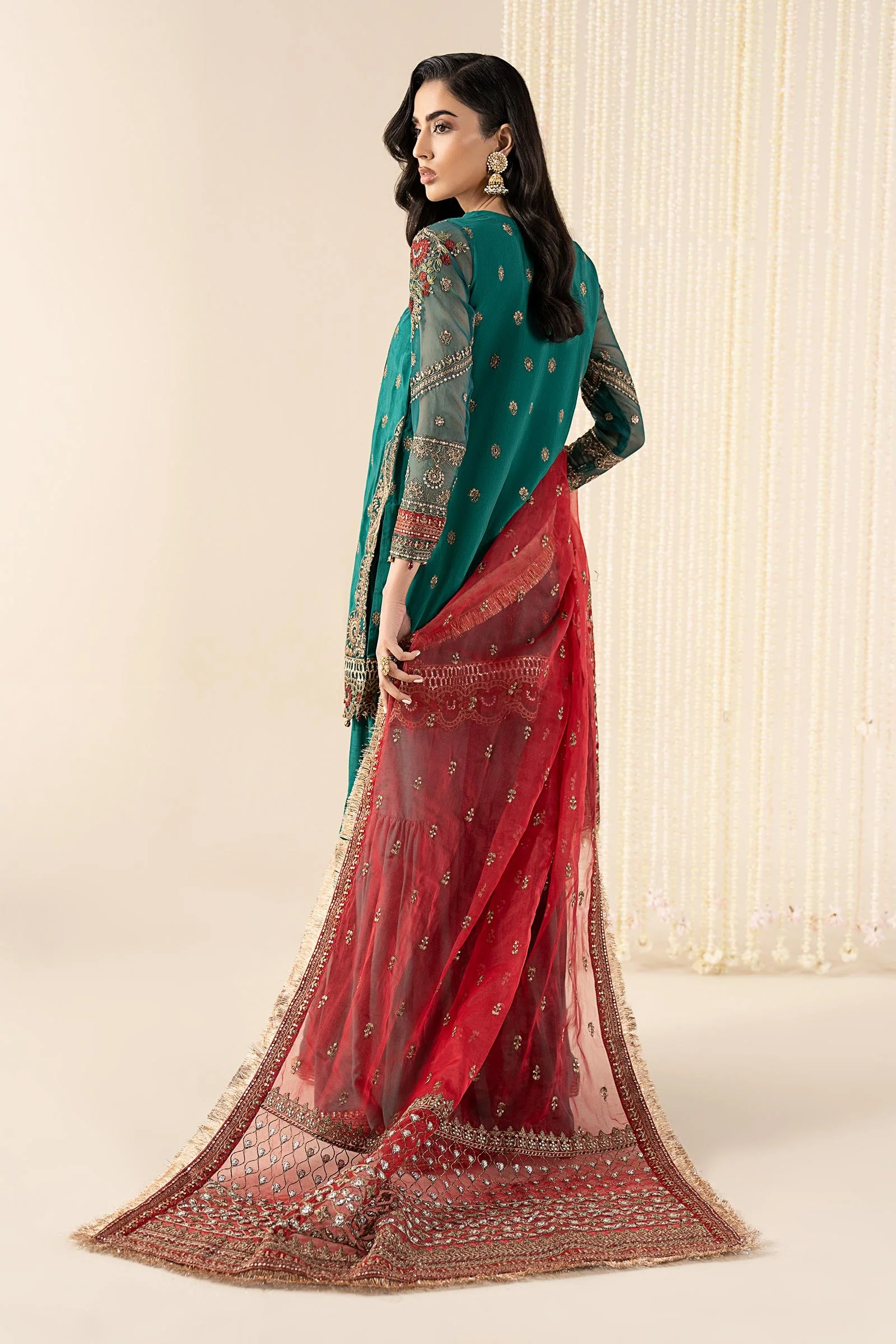 3 Piece Embroidered Raw Silk Suit - Image 7