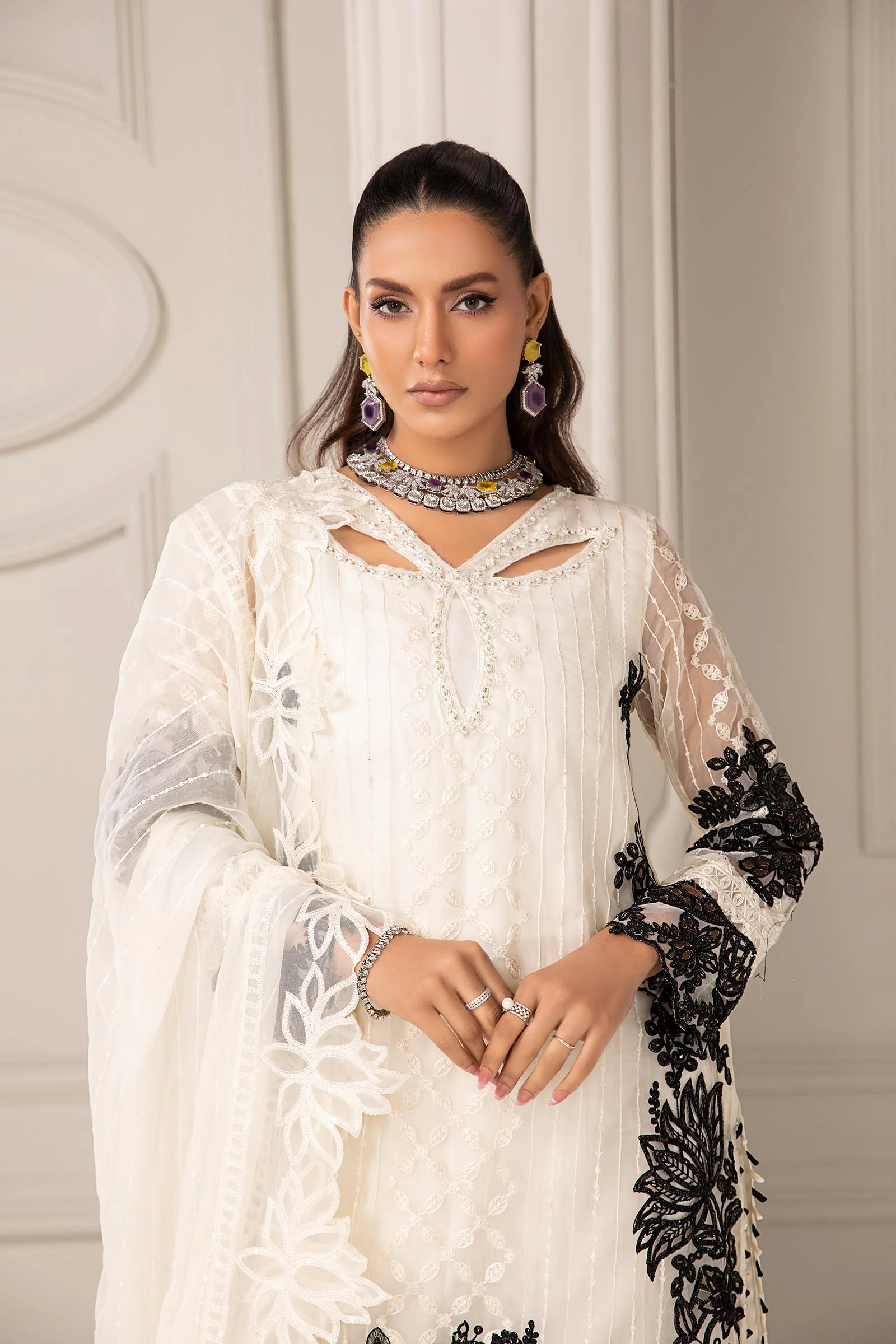 3 Piece Embroidered Organza Suit - Image 2
