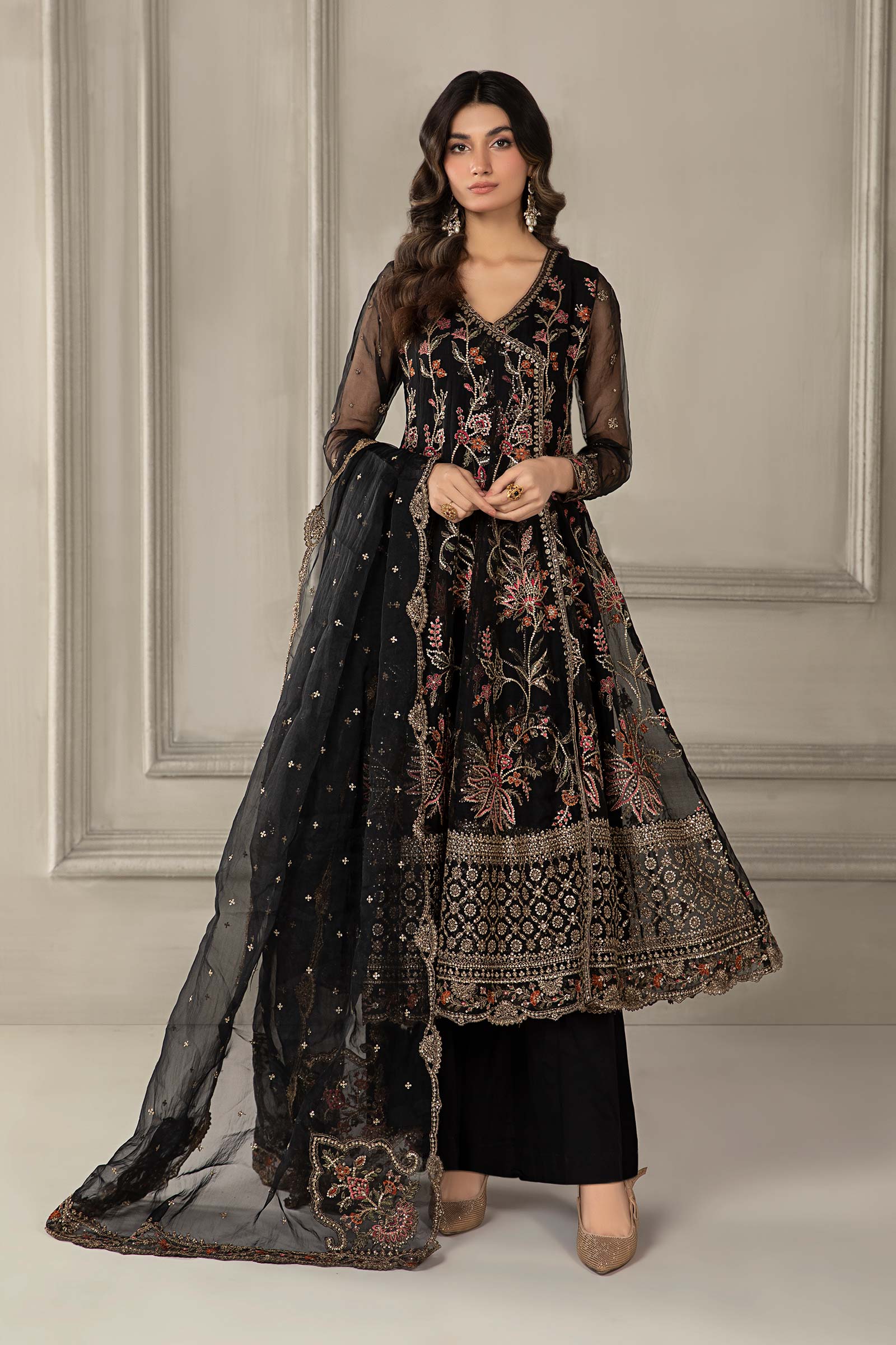 3 Piece Embroidered Organza Suit